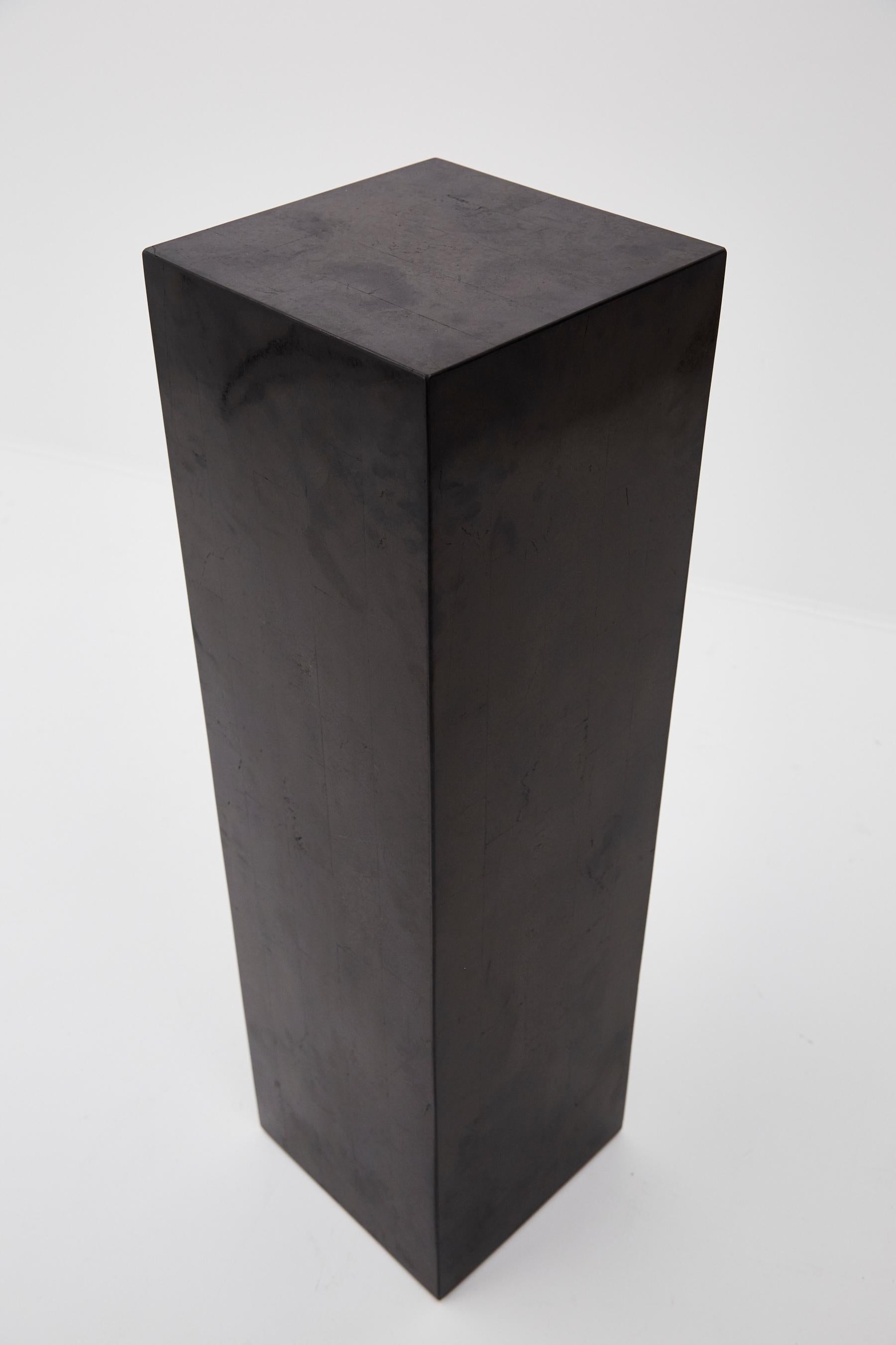 Inlay Tessellated Black Stone Square Pedestal