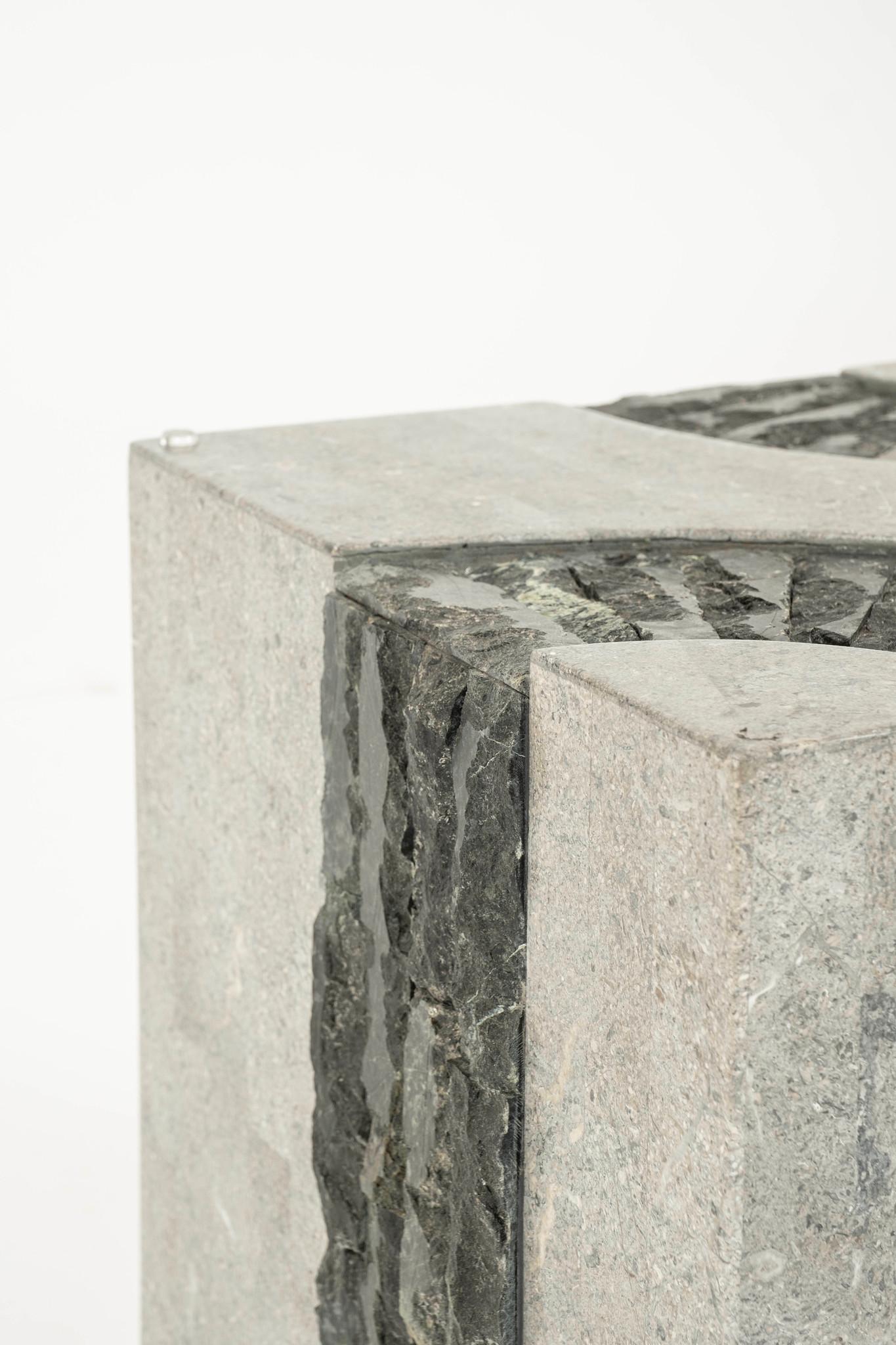 Tessellated Black White Gray Stone Cube Occasional Table For Sale 2