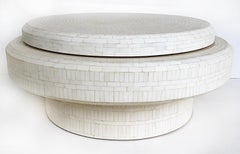 Tessellated Bone 2-Tiered Rotating Coffee Table in the Manner of Karl Springer