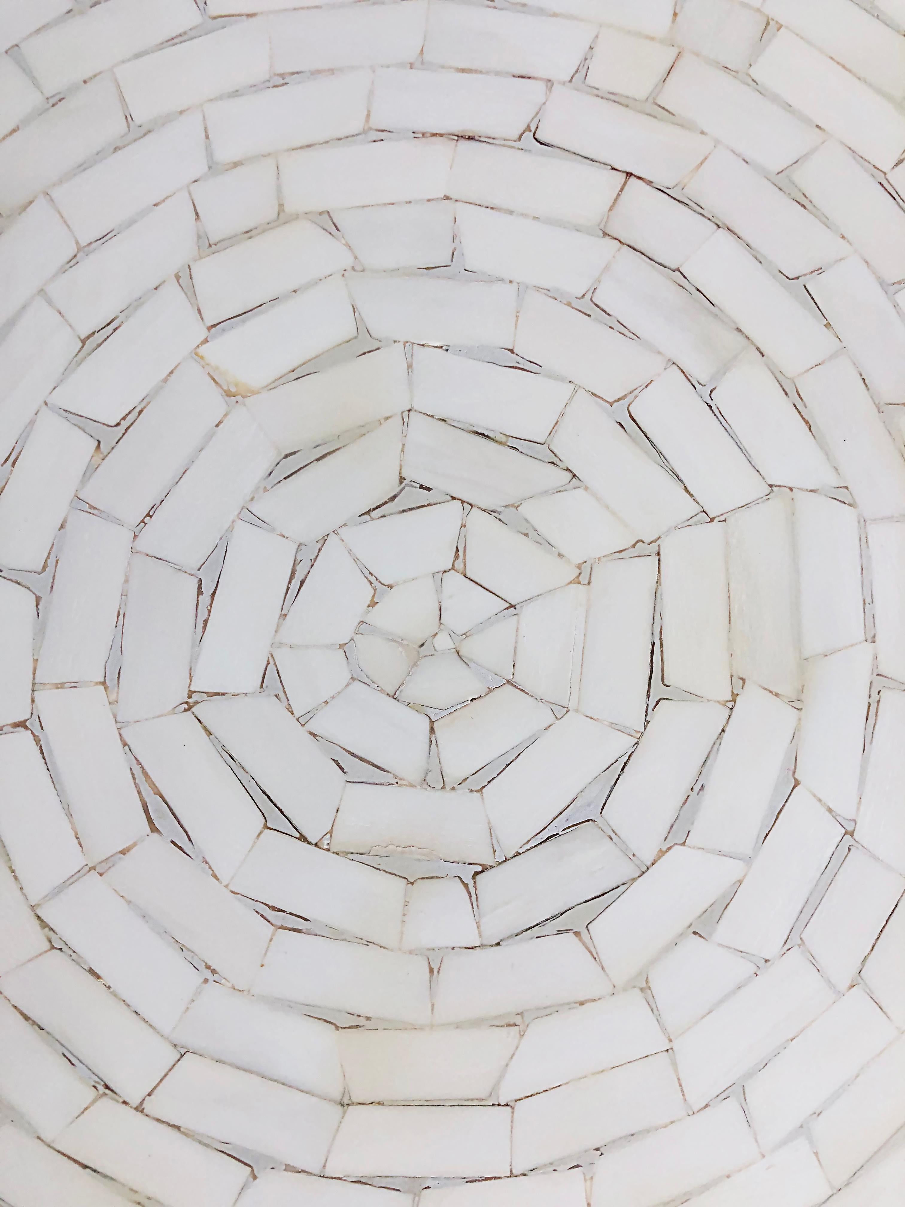Tessellated Bone 2-Tiered Rotating Coffee Table in the Manner of Karl Springer In Good Condition In Miami, FL