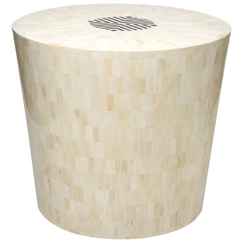 Tessellated Bone and Horn Inlay End Table or Stool