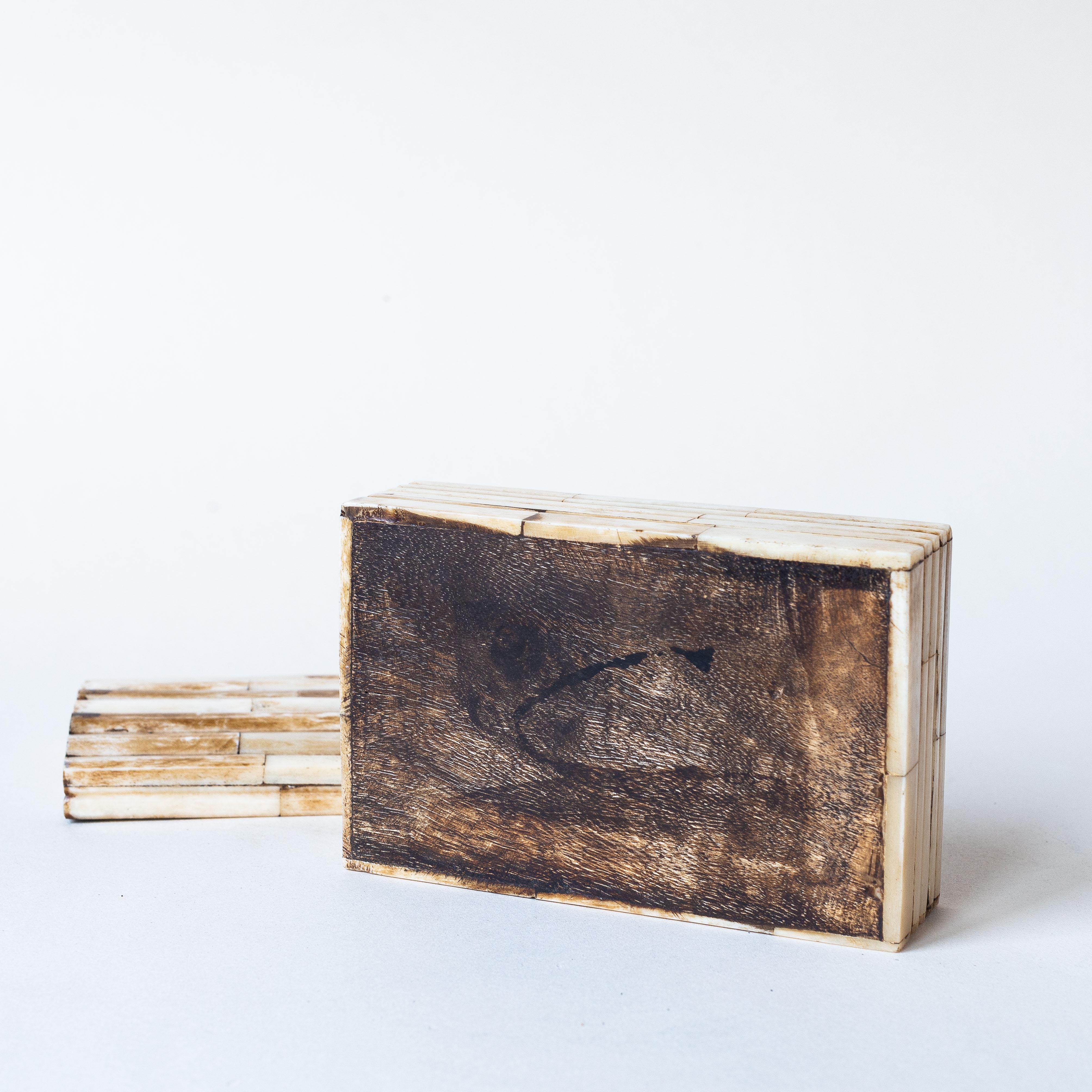 Tessellated Bone and Wood Box 1970s 5