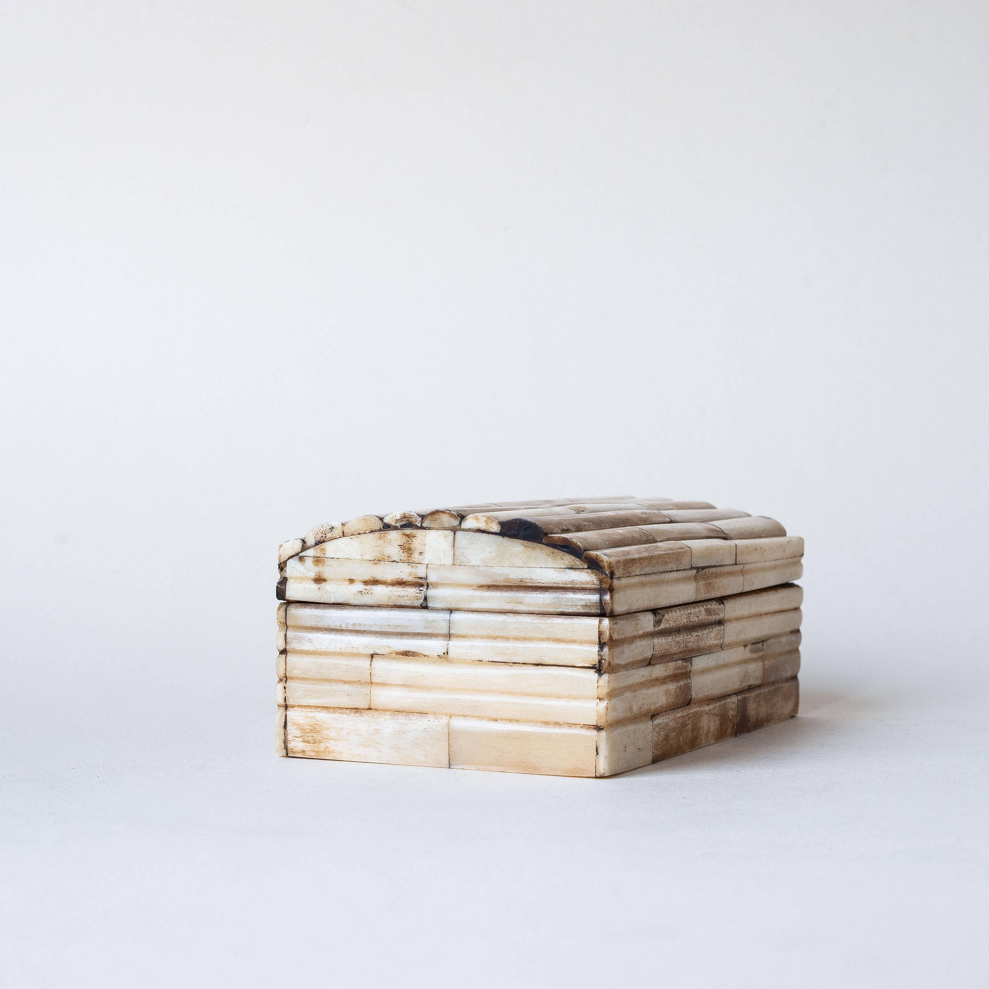 Tessellated Bone and Wood Box 1970s 6