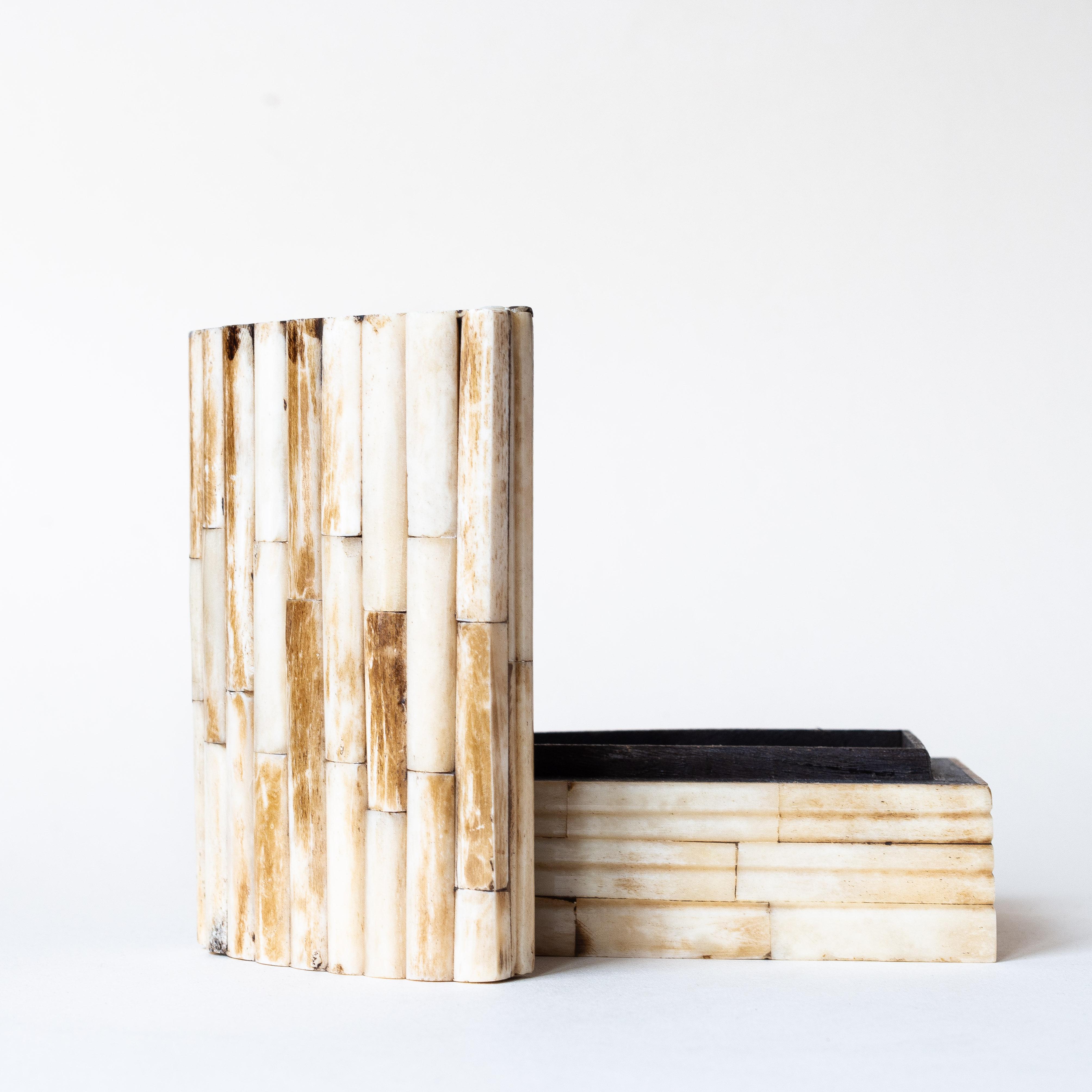 Tessellated Bone and Wood Box 1970s 1