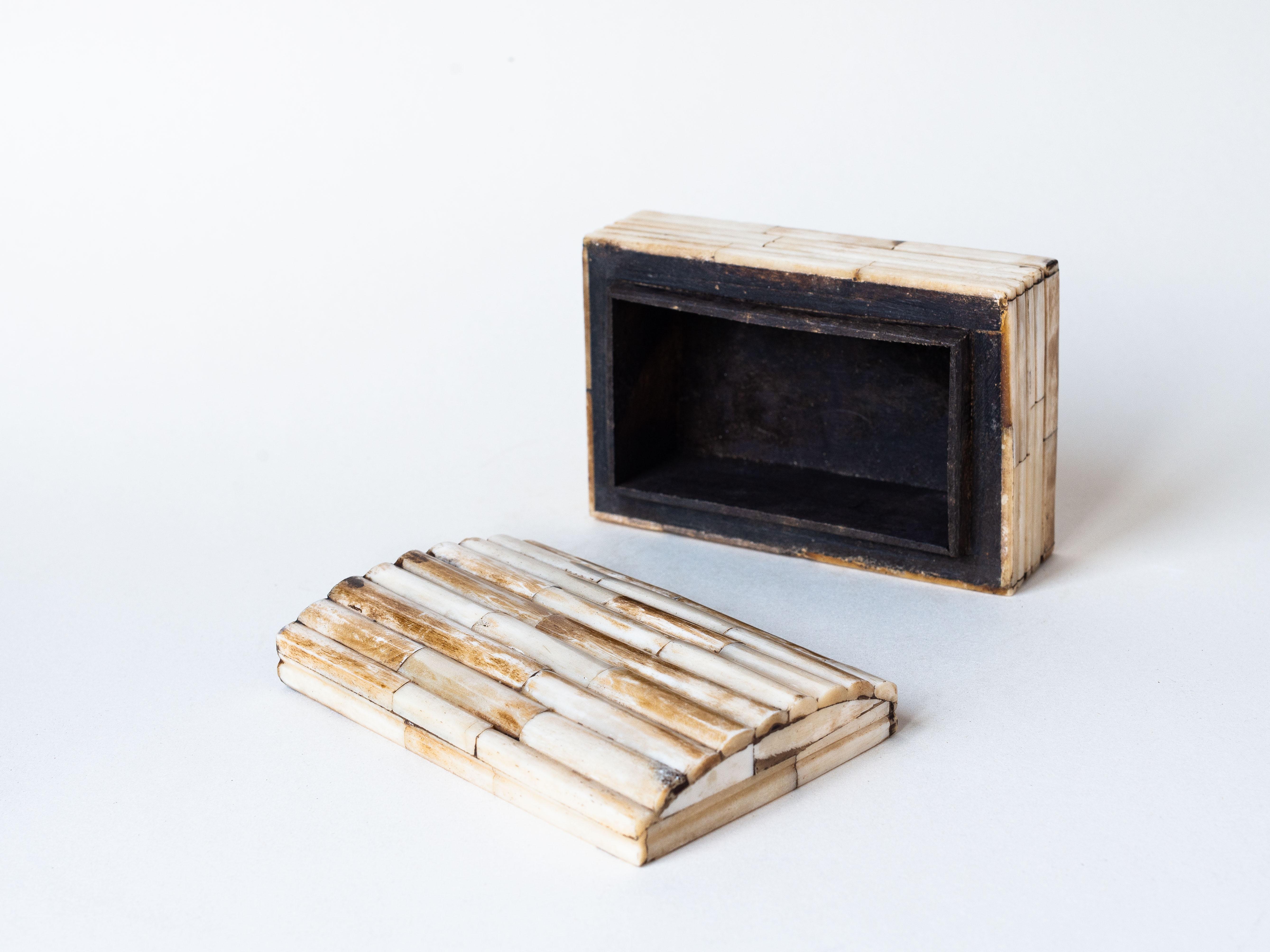 Tessellated Bone and Wood Box 1970s 2