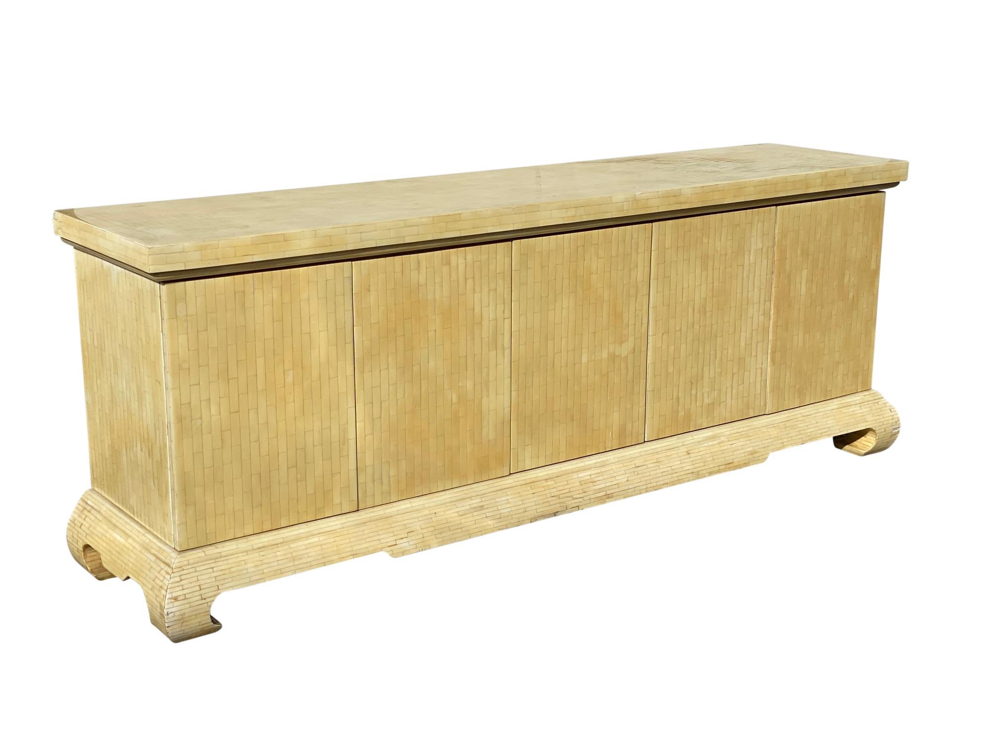 Unknown Tessellated Bone Cabinet Credenza Cabinet Sideboard For Sale
