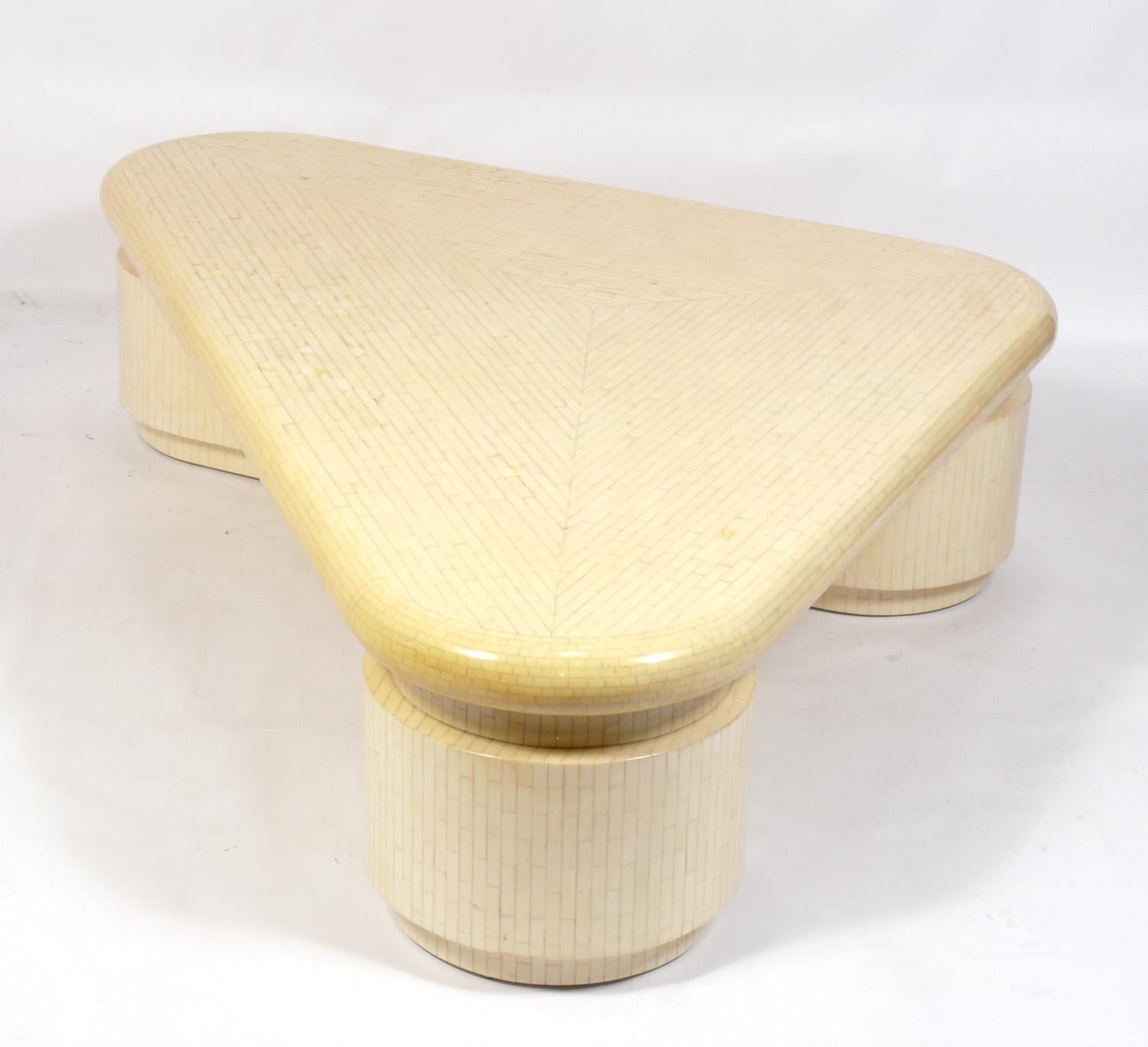 Mid-Century Modern Tessellated Bone Coffee Table in the Manner of Karl Springer