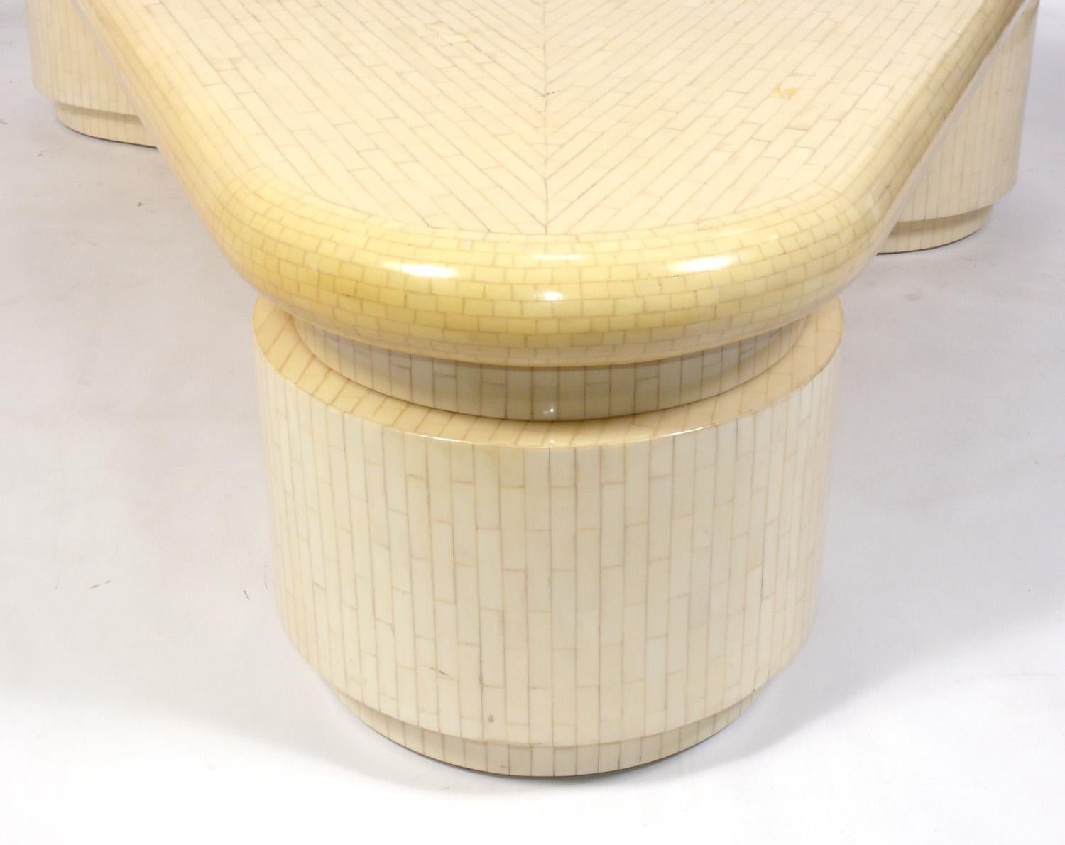 American Tessellated Bone Coffee Table in the Manner of Karl Springer