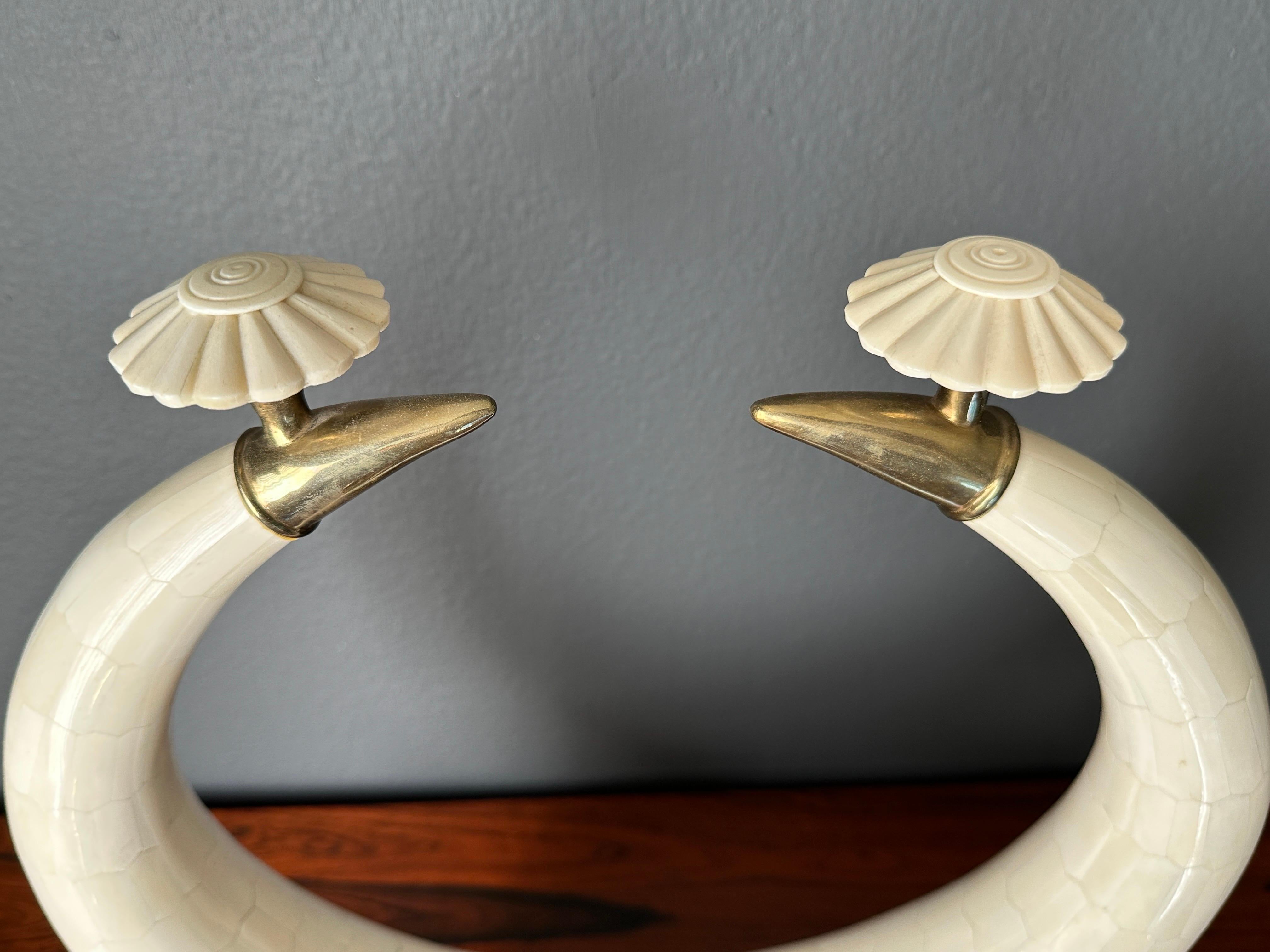 Tessellated Bone Faux Tusks In Good Condition For Sale In North Hollywood, CA