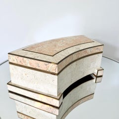 Tessellated Box in Coral Stone and Brass by Casa Bique, C. 1970's