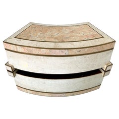 Tessellated Box in Coral Stone and Brass by Casa Bique, C. 1970's