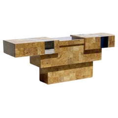 Tessellated Burlwood & Mirror Bar with Secret Compartment