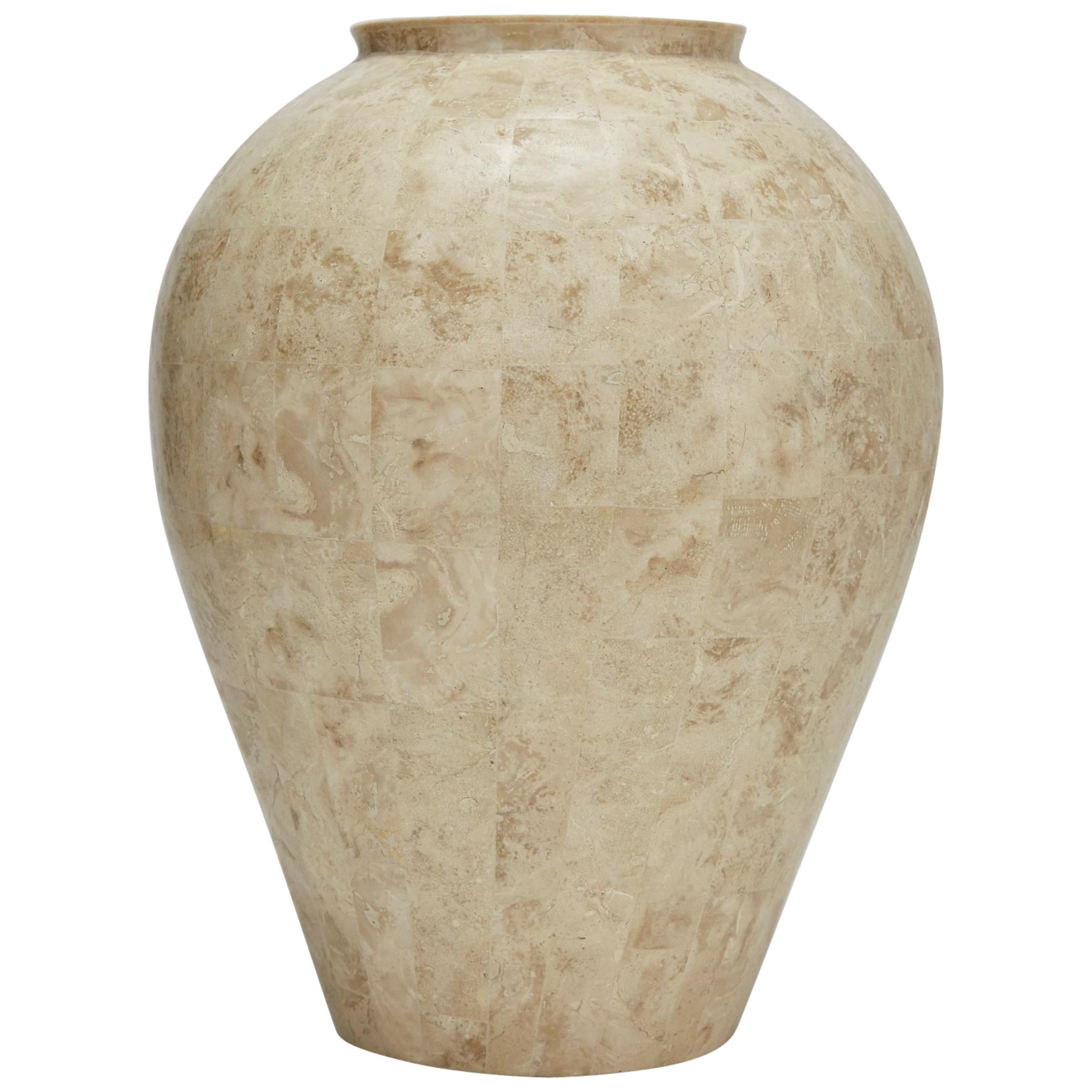 Tessellated Cantor Stone Mango Jar, 1990s For Sale
