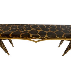 Tessellated Coconut Shell Giraffe Motif Console Table