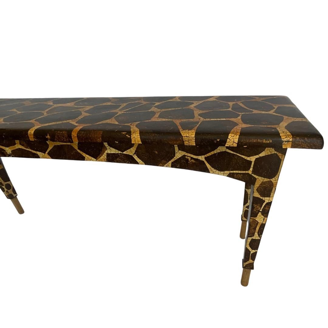Woodwork Tessellated Coconut Shell Giraffe Motif Console Table For Sale