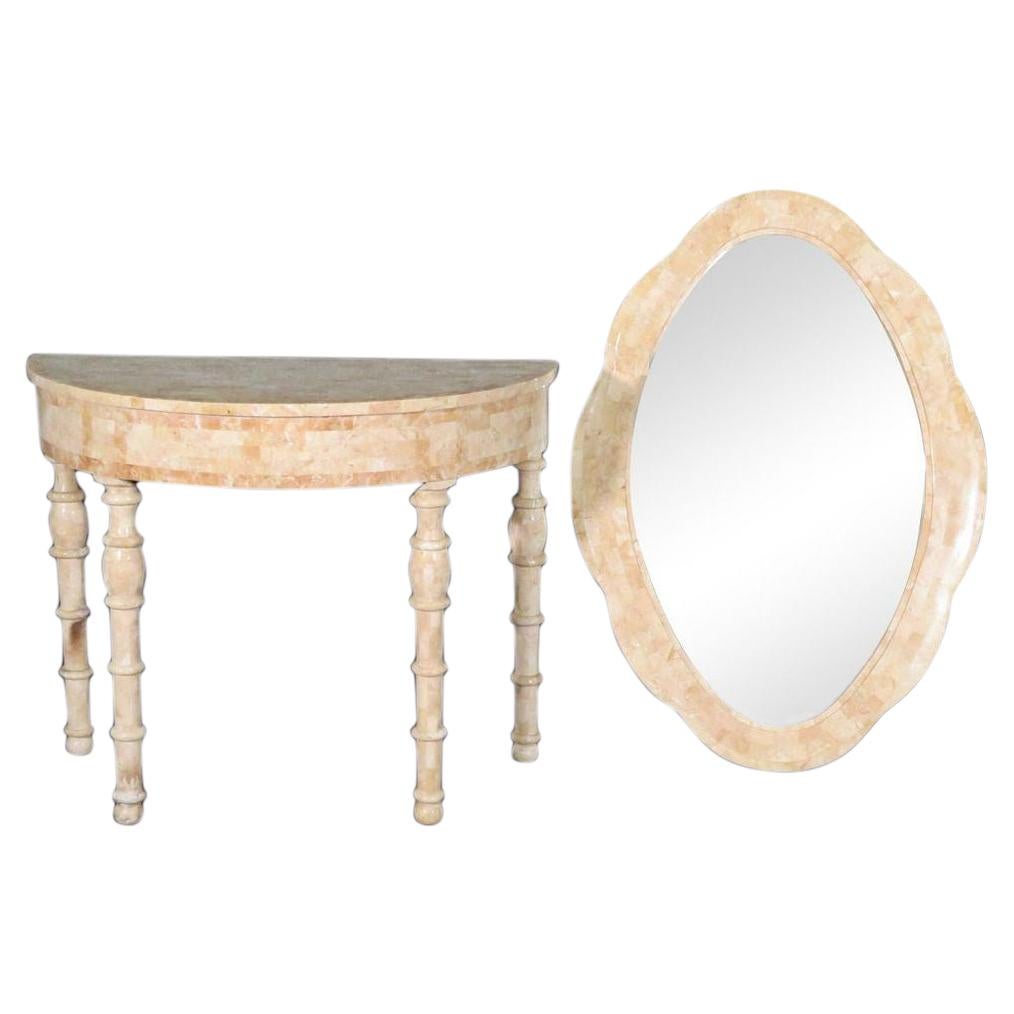 Tessellated Console Table and Mirror Set