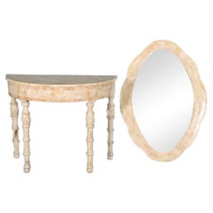 Tessellated Console Table and Mirror Set