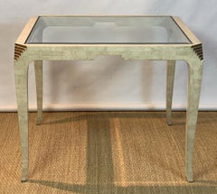 Tessellated Coral Stone and Brass Games Table