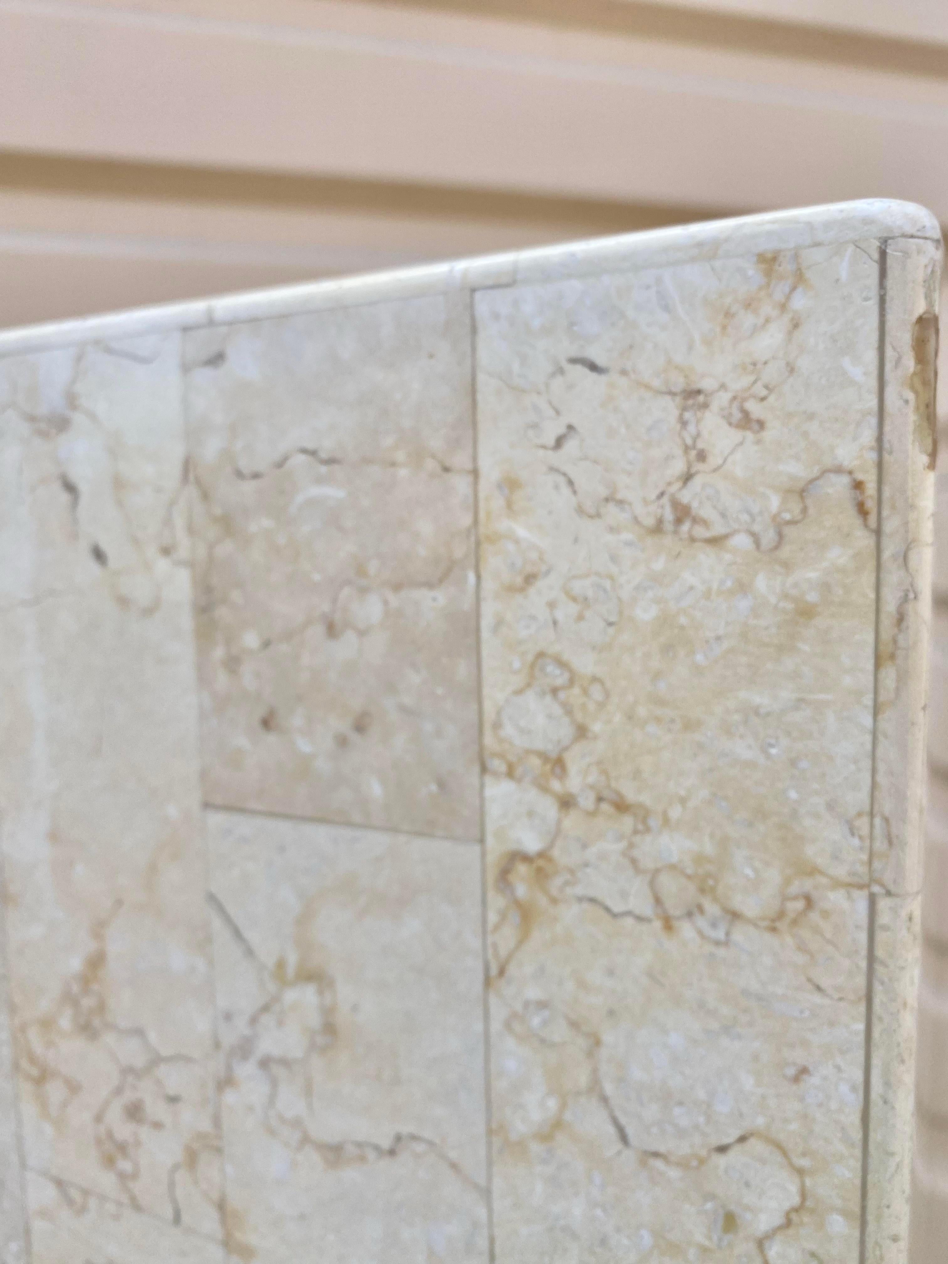 Tessellated Cream Marble Sculpture Pedestal / Plant Stand 4