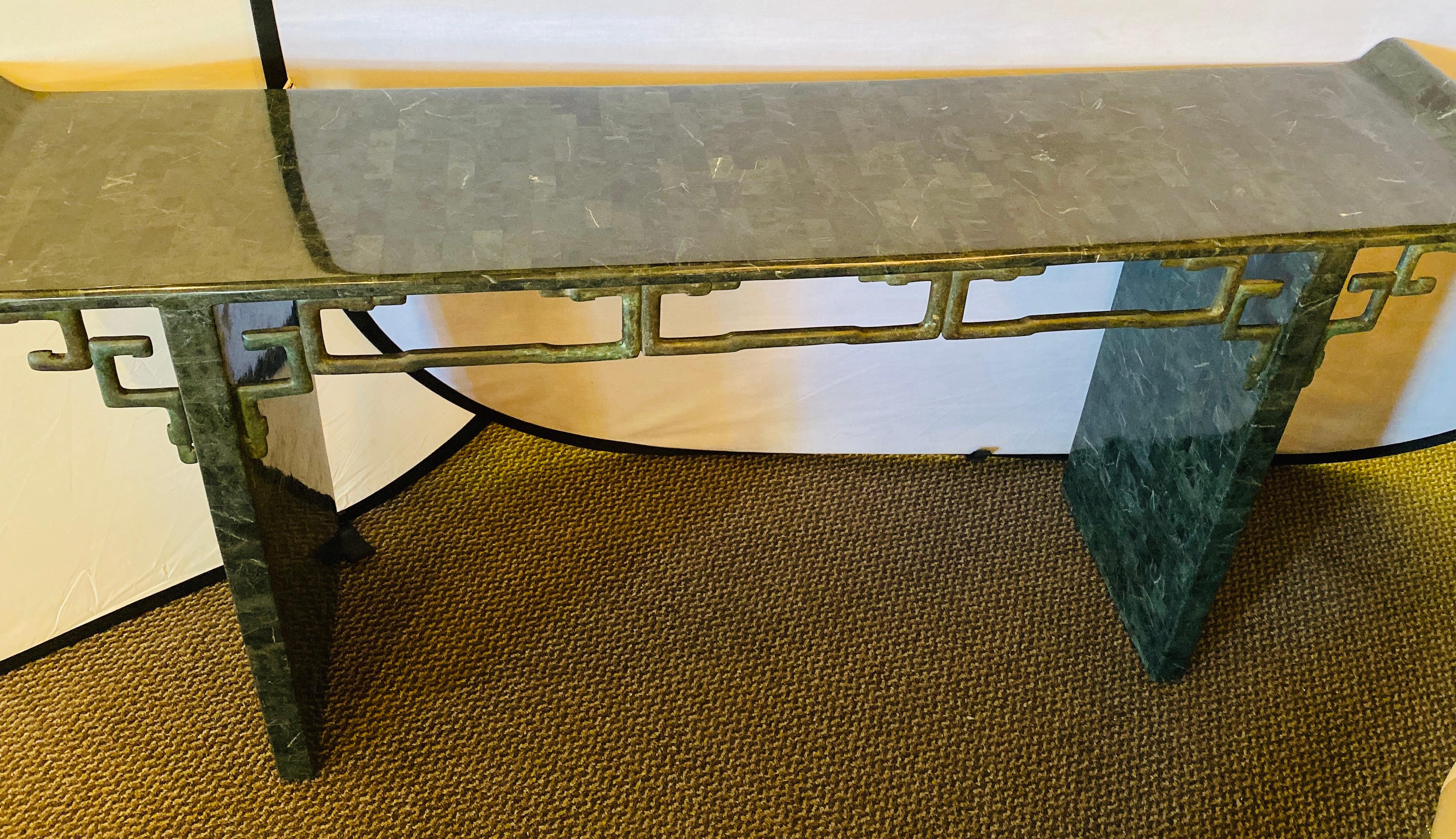 Tessellated Enrique Garcel Console / Alter Table, Mid-Century Modern In Good Condition In Stamford, CT