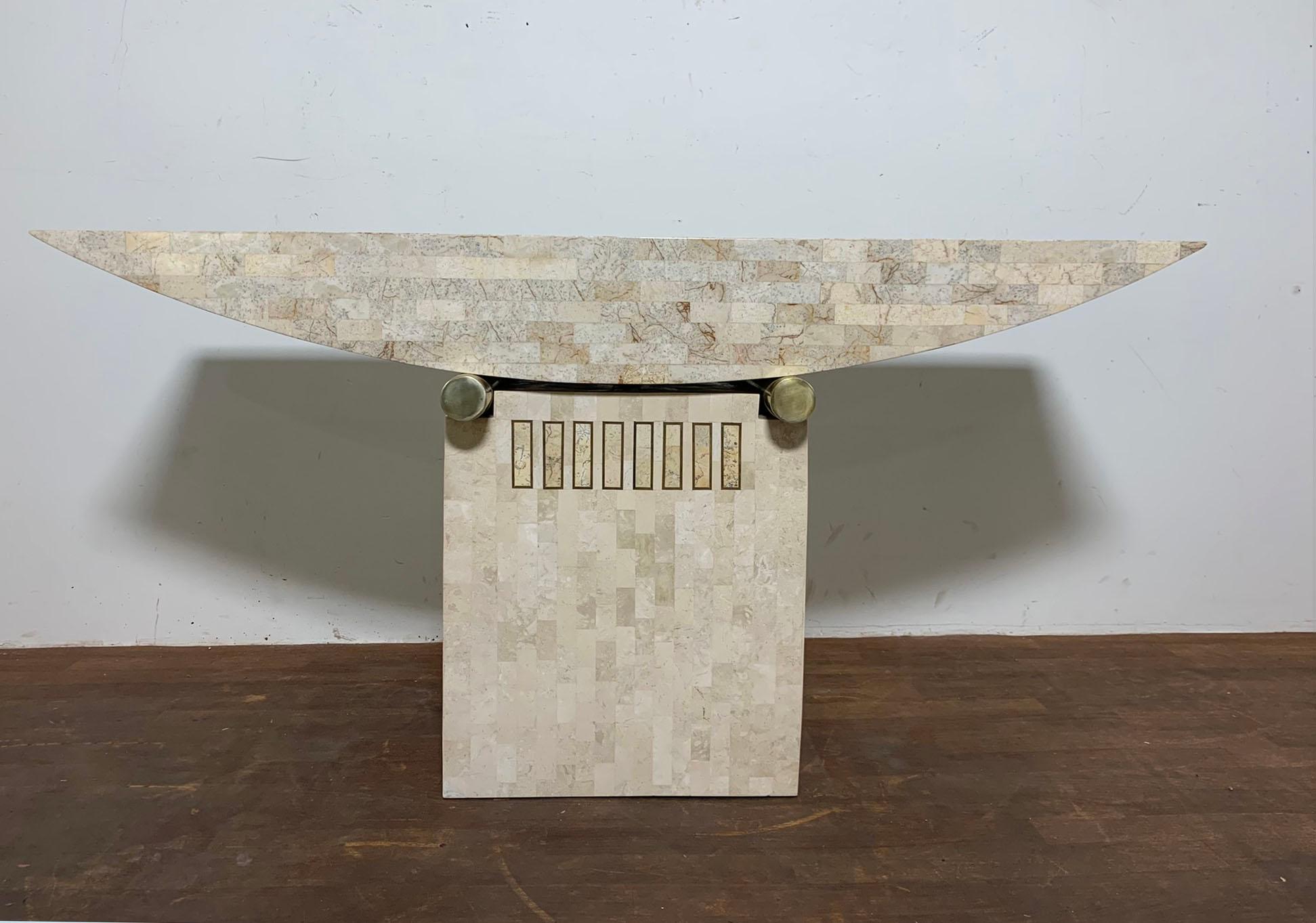 Console ou table d'autel en pierre fossile tessellée à la manière de Mailtand Smith en vente 4