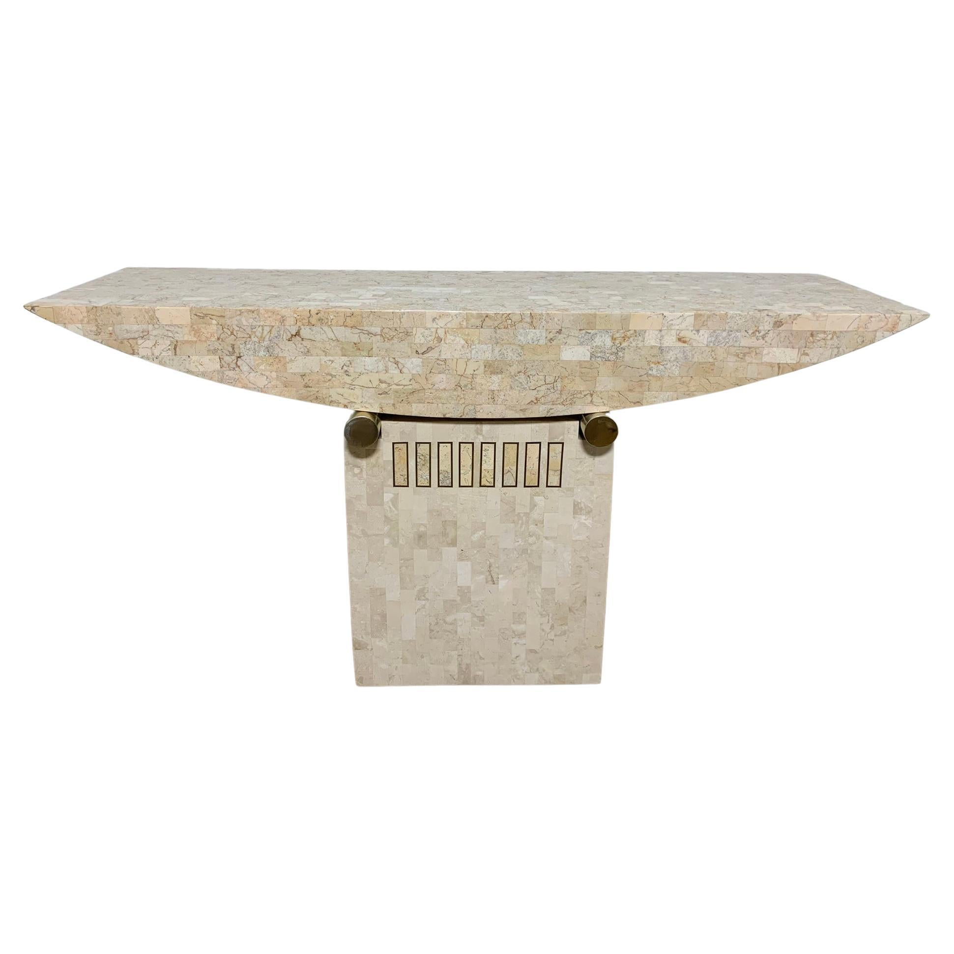 Tessellated Fossil Stone Console or Altar Table in the Manner of Mailtand Smith