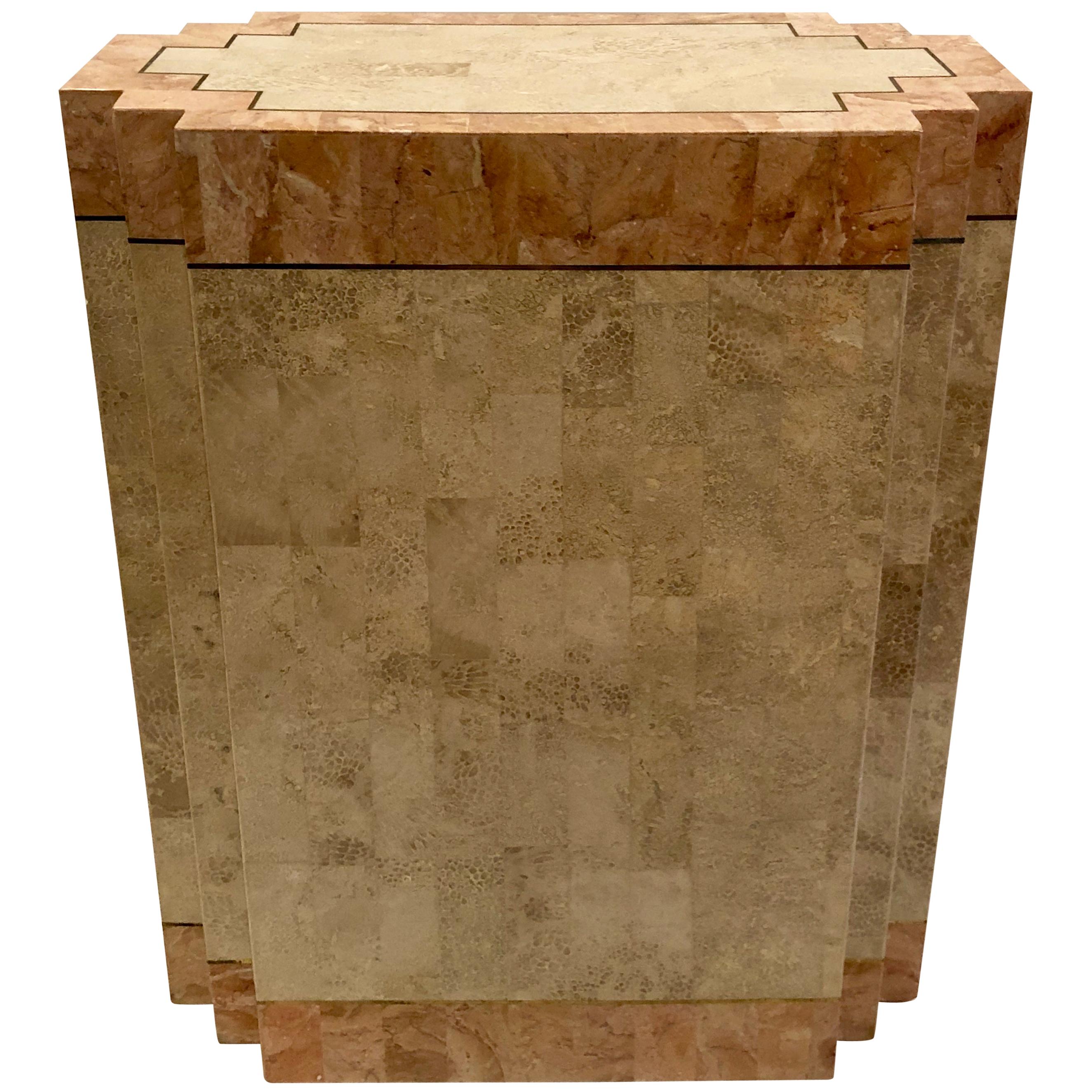 Tessellated Fossil Stone Pedestal Dinning Table Base by Maitland Smith 