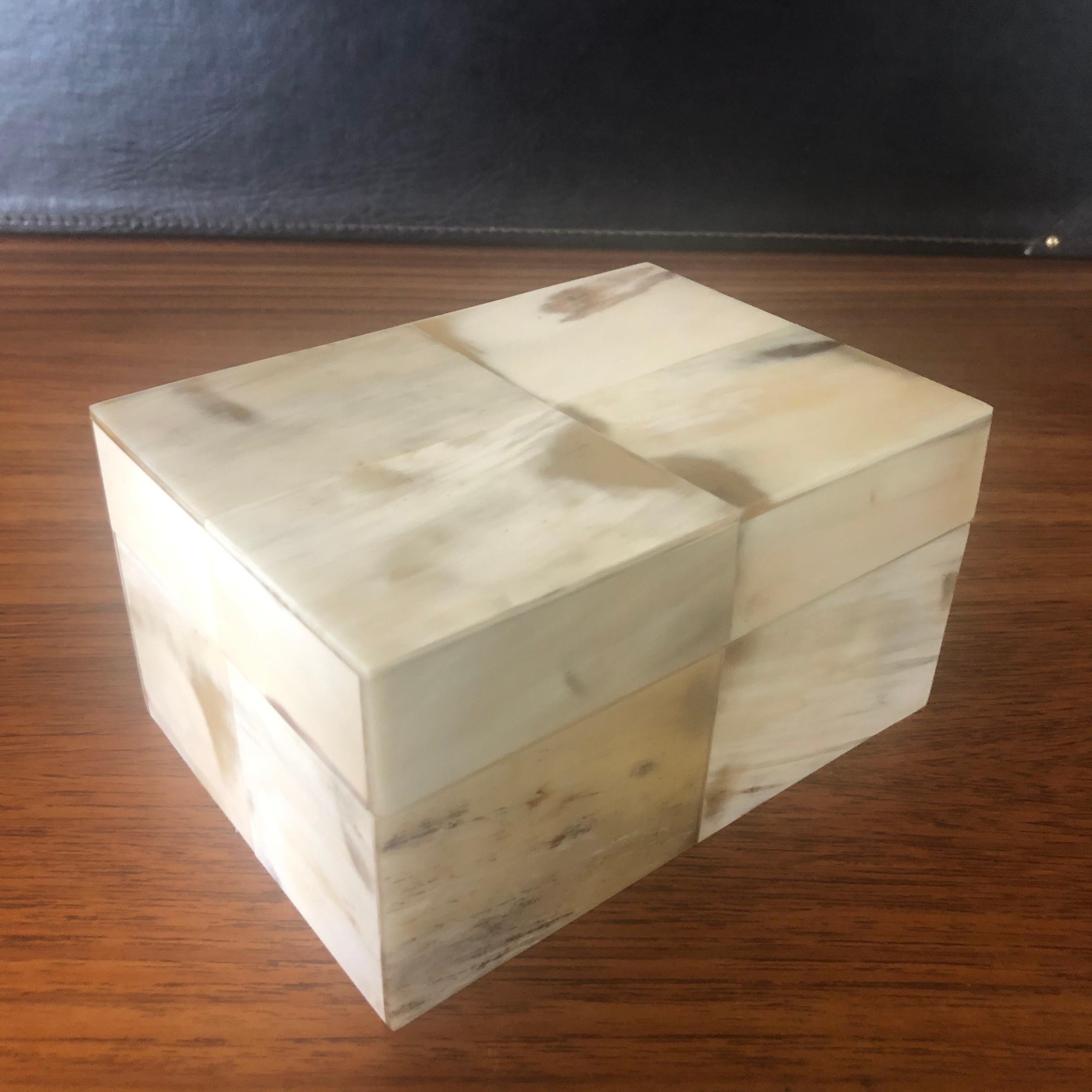 A very well crafted tessellated Horn cedar wood box, circa 1980s. The piece is very heavy and solid and measures 6.375