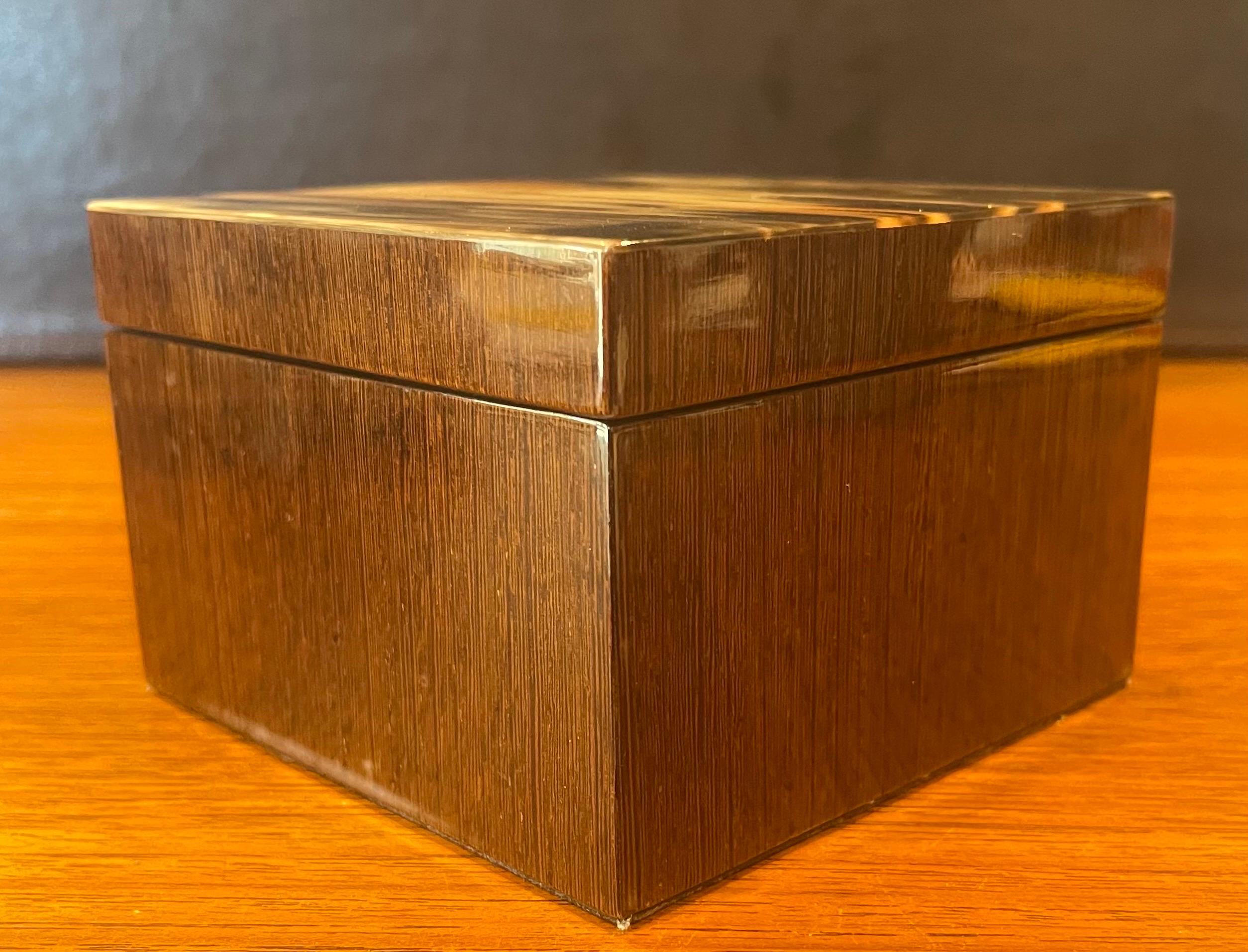 Organic Modern Tessellated Horn and Wood Veneer Trinket Box in the Style of R & Y Augousti For Sale