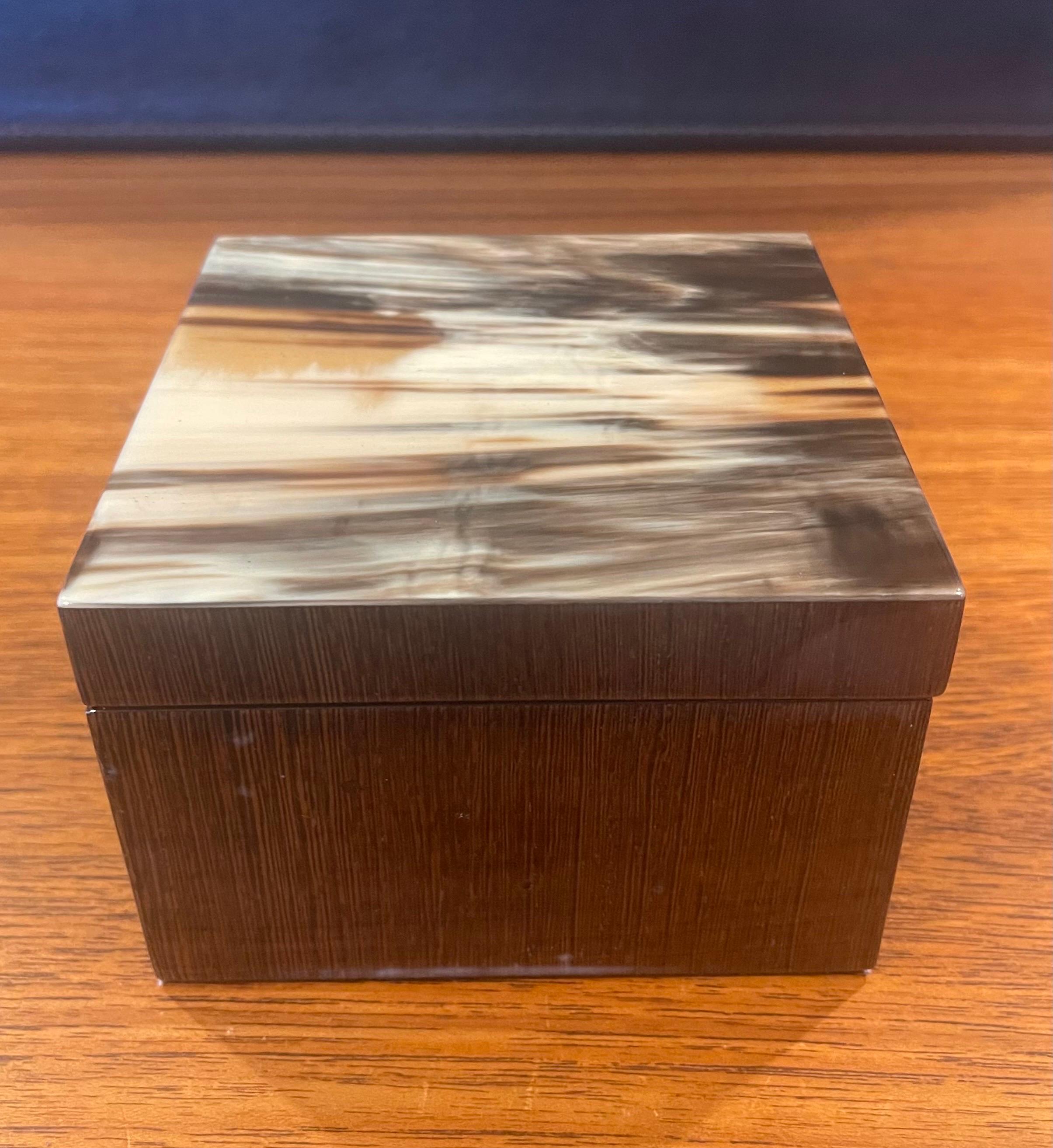 North American Tessellated Horn and Wood Veneer Trinket Box in the Style of R & Y Augousti For Sale