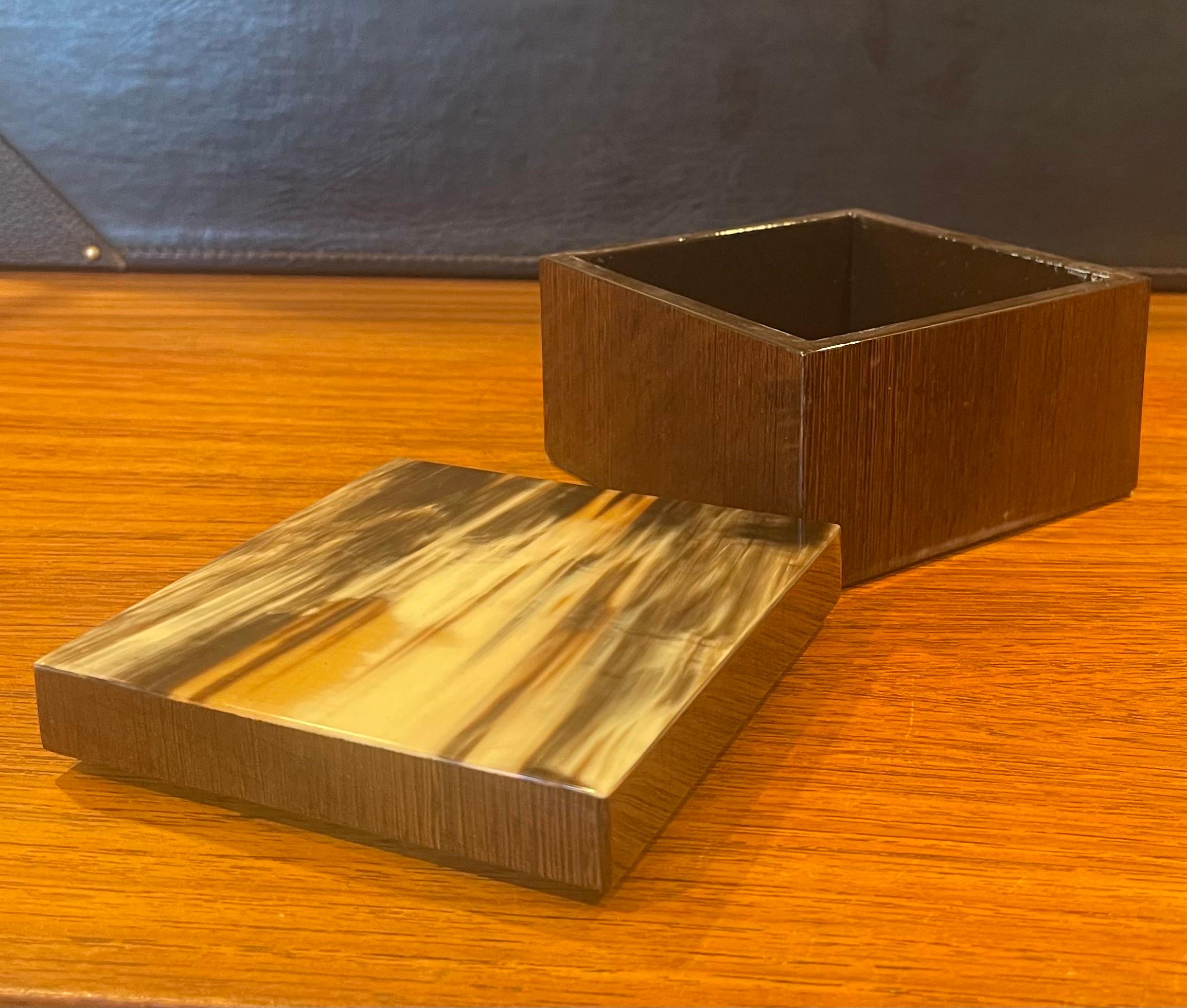 Tessellated Horn and Wood Veneer Trinket Box in the Style of R & Y Augousti For Sale 1