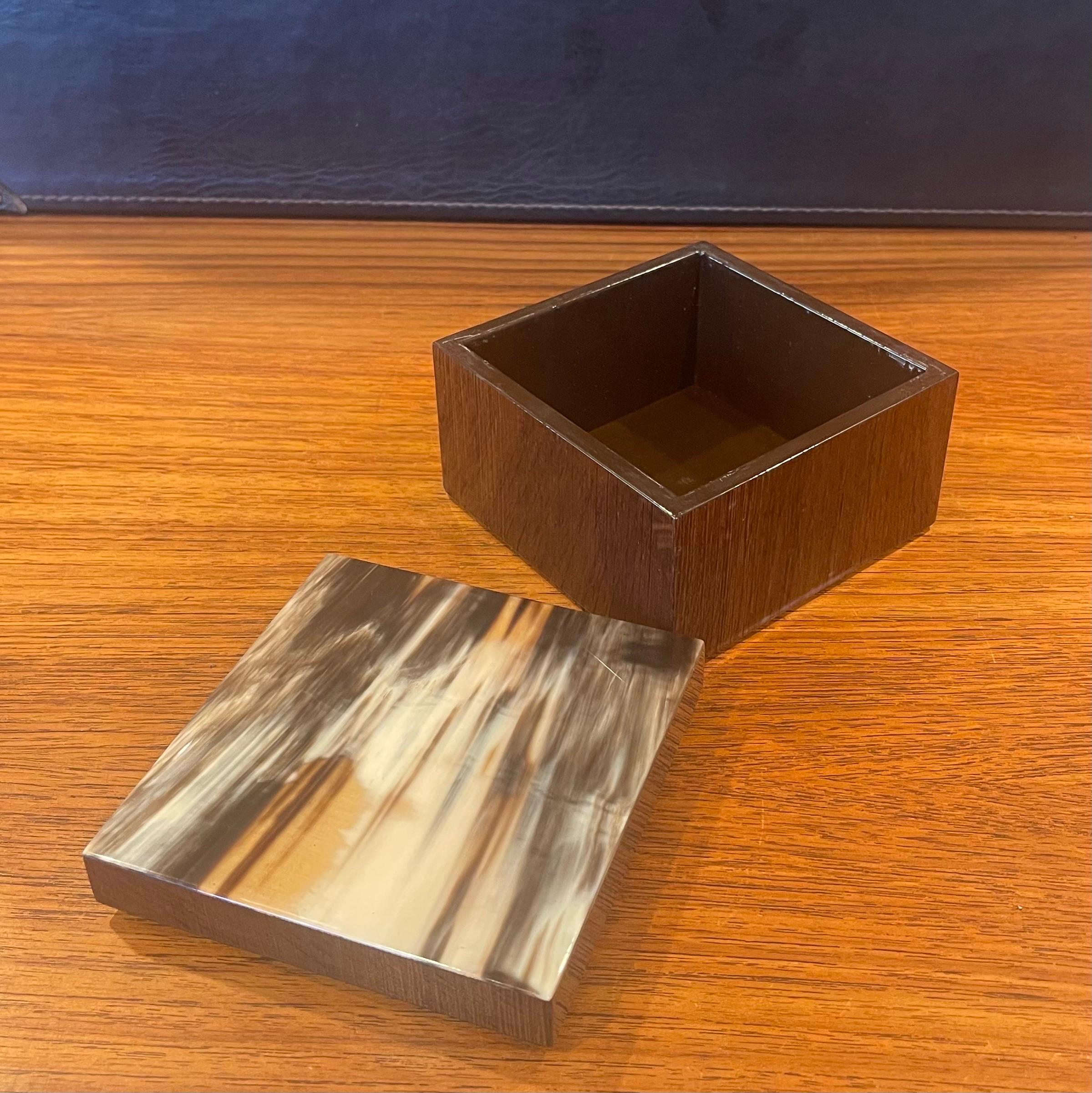 Tessellated Horn and Wood Veneer Trinket Box in the Style of R & Y Augousti For Sale 2