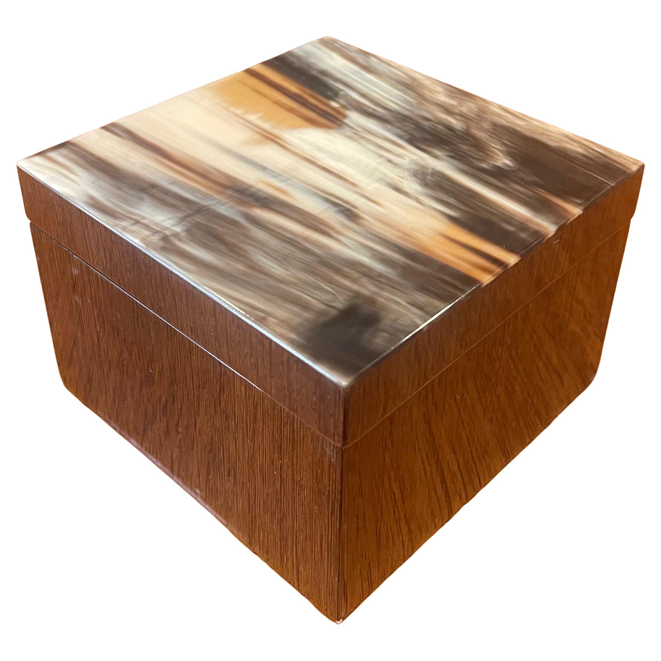 Tessellated Horn and Wood Veneer Trinket Box in the Style of R & Y Augousti