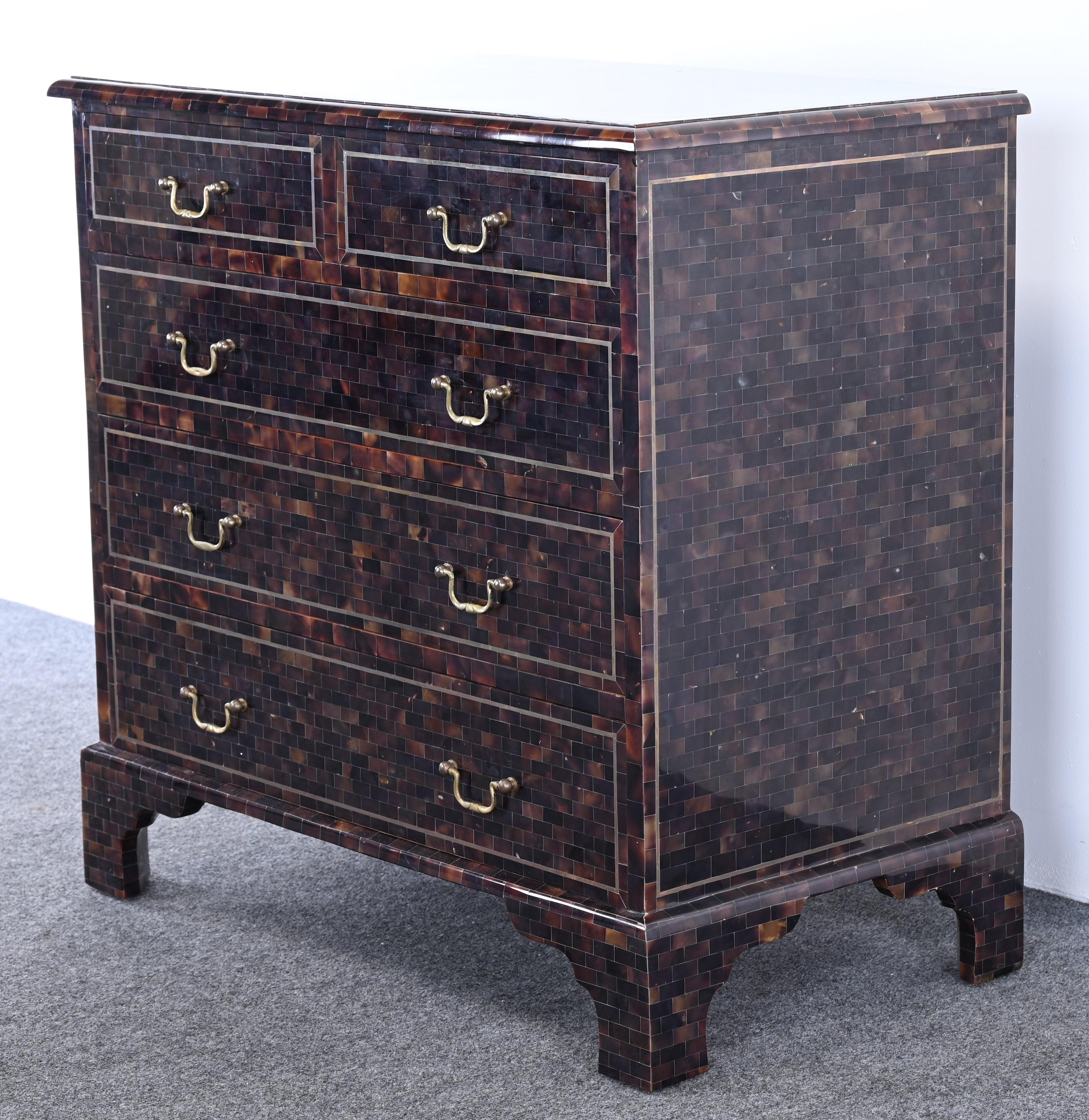 Tessellated Horn Chest of Drawers by Maitland Smith In Good Condition In Hamburg, PA