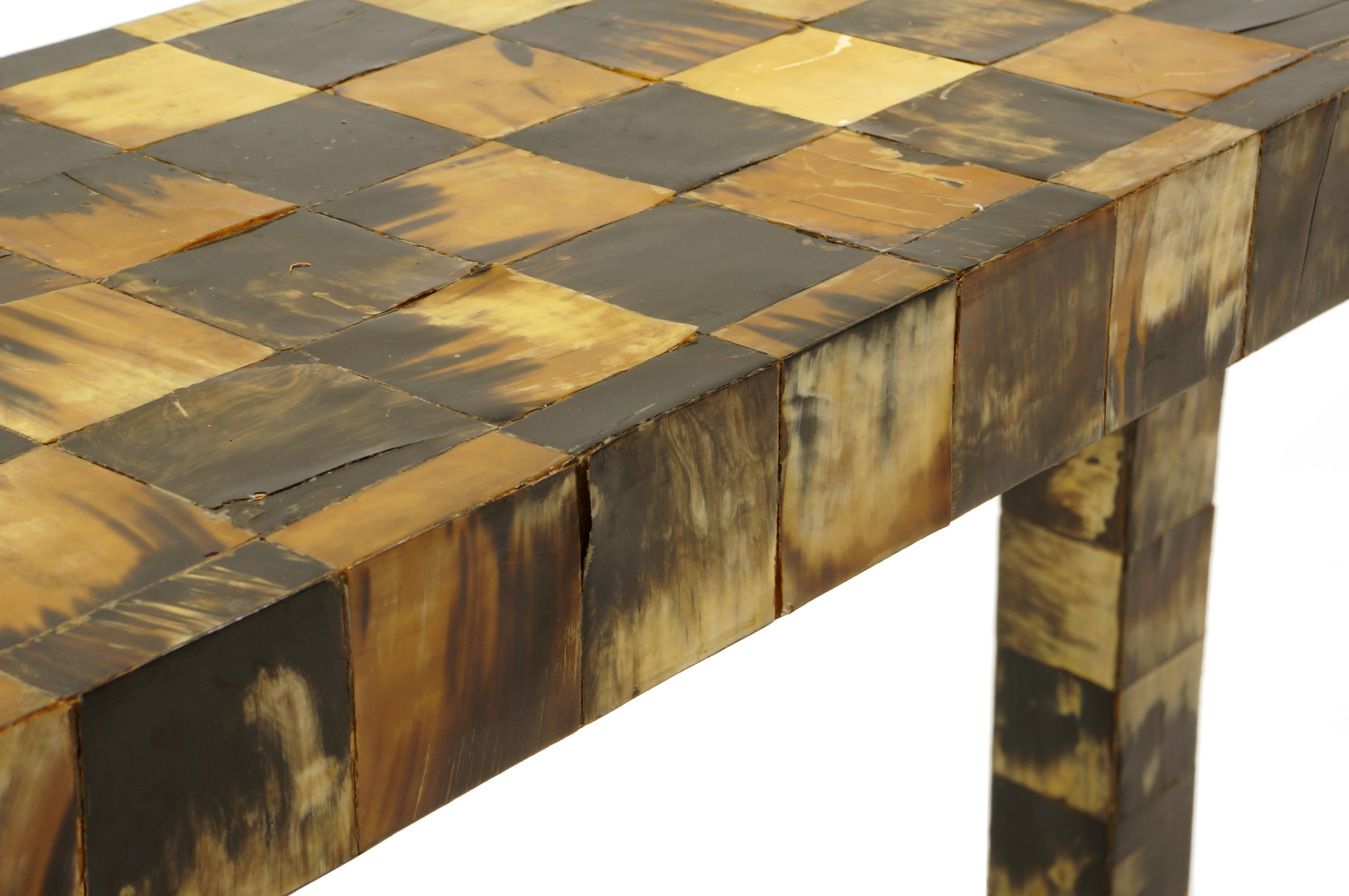Tessellated Horn Console / Sofa Table by William Piedrahita for Thomas Britt In Good Condition In Kansas City, MO