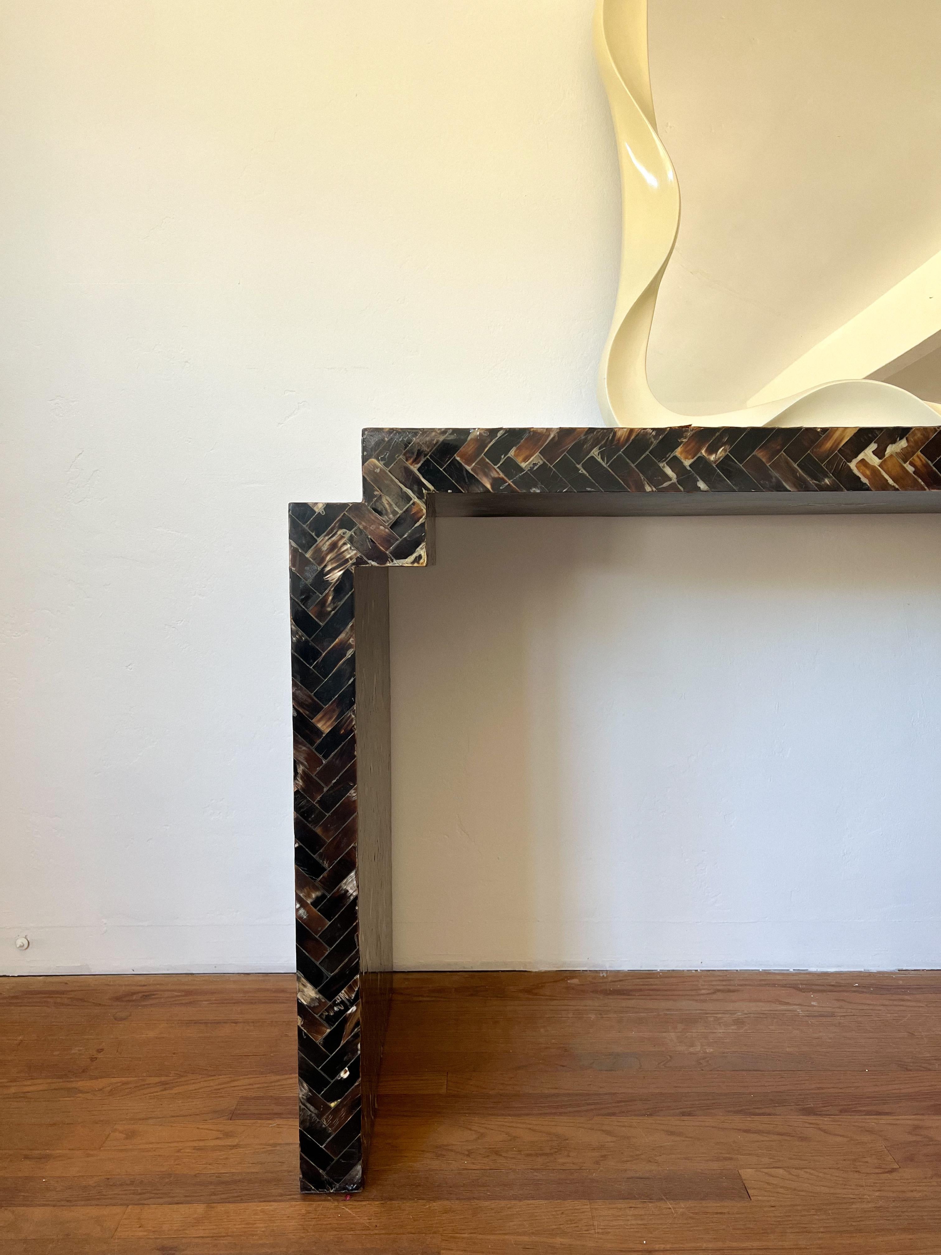 Tessellated Horn Console Table in the Style of Enrique Garcel 1