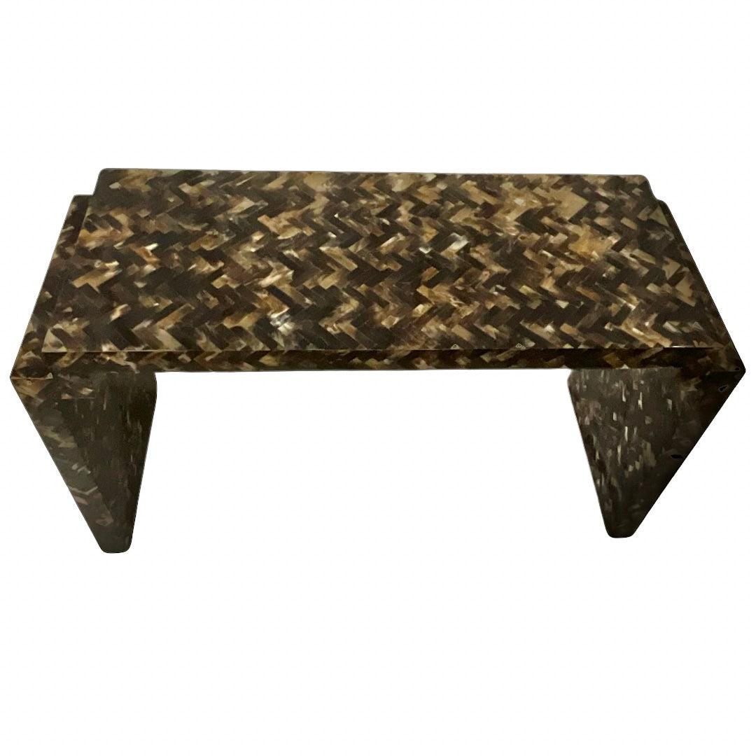 Mid-Century Modern Tessellated Horn Console Table with Matching Mirror For Sale