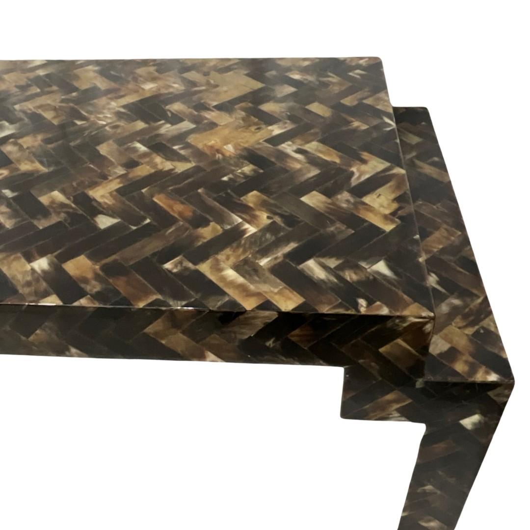 Tessellated Horn Console Table with Matching Mirror In Good Condition For Sale In Los Angeles, CA