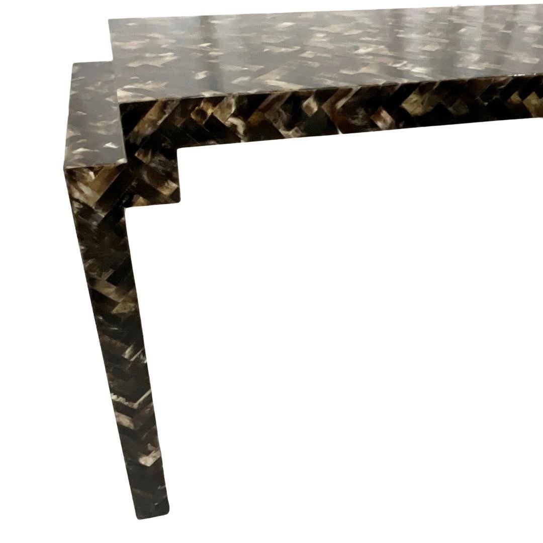 Late 20th Century Tessellated Horn Console Table with Matching Mirror For Sale