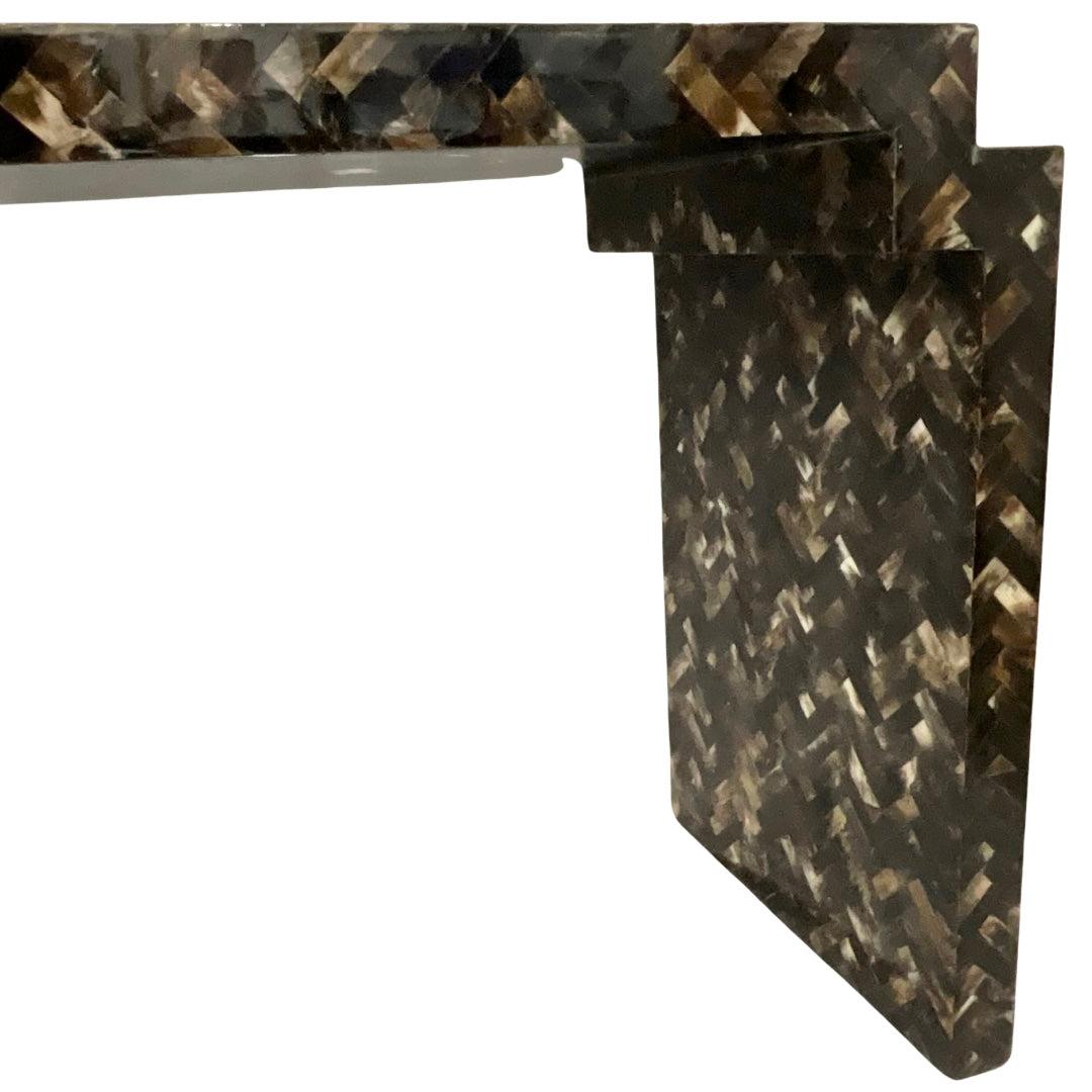 Bone Tessellated Horn Console Table with Matching Mirror For Sale