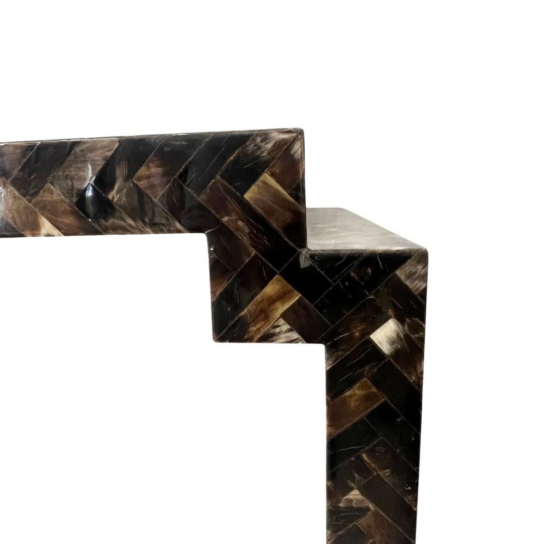 Tessellated Horn Console Table with Matching Mirror For Sale 1