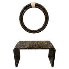 Tessellated Horn Console Table with Matching Mirror