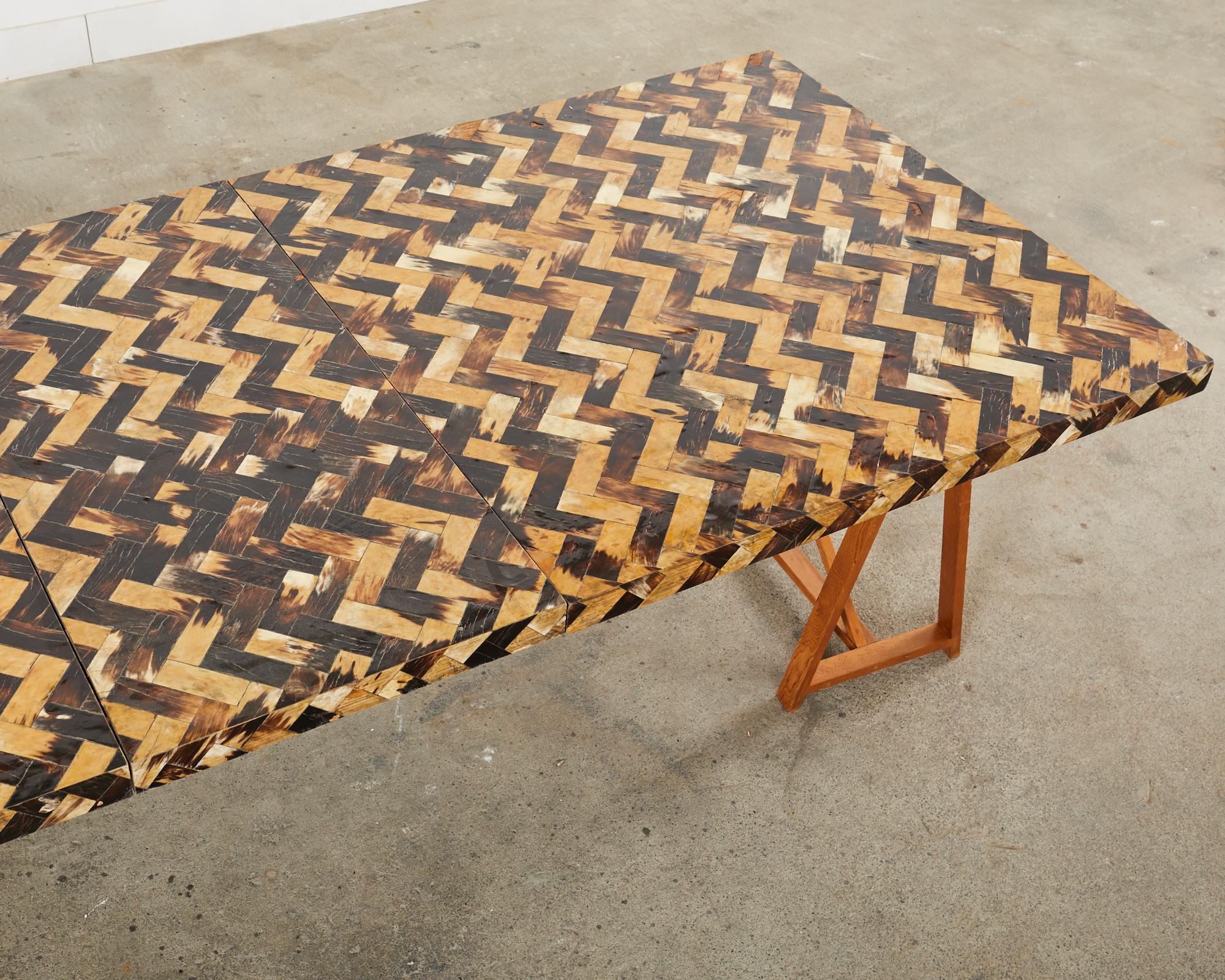 20th Century Tessellated Horn Dining Table with Leaves Designed by Thomas Britt For Sale