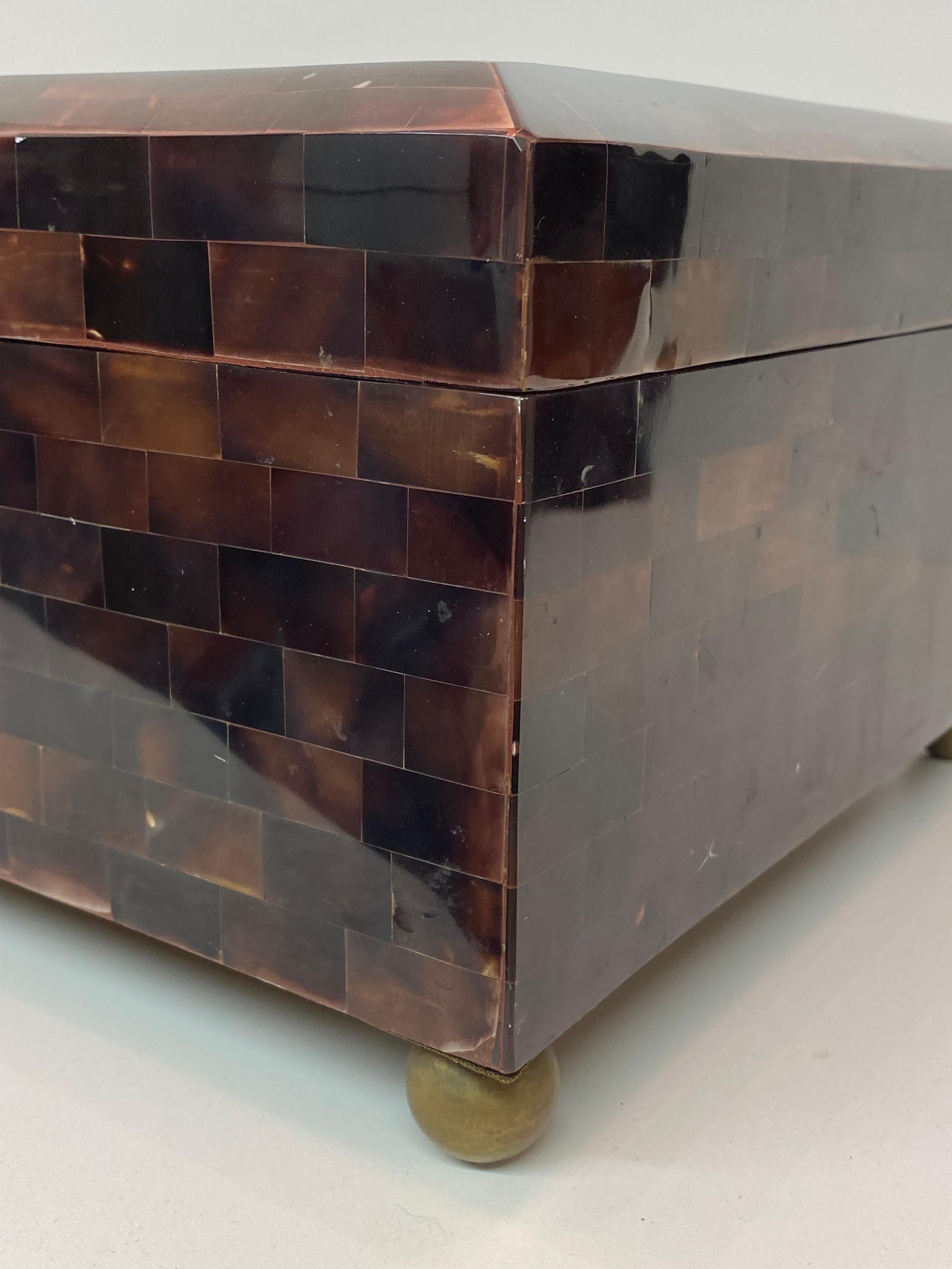 Late 20th Century Tessellated Horn Jewelry Box For Sale