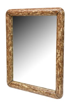 Tessellated Horn Mirror with Brass Trim By Enrique Garces, Circa 1980