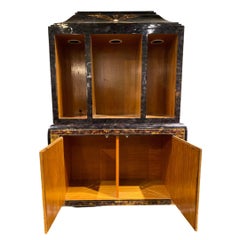 Tessellated Horn & Mother of Pearl Lighted Display Cabinet with Doors