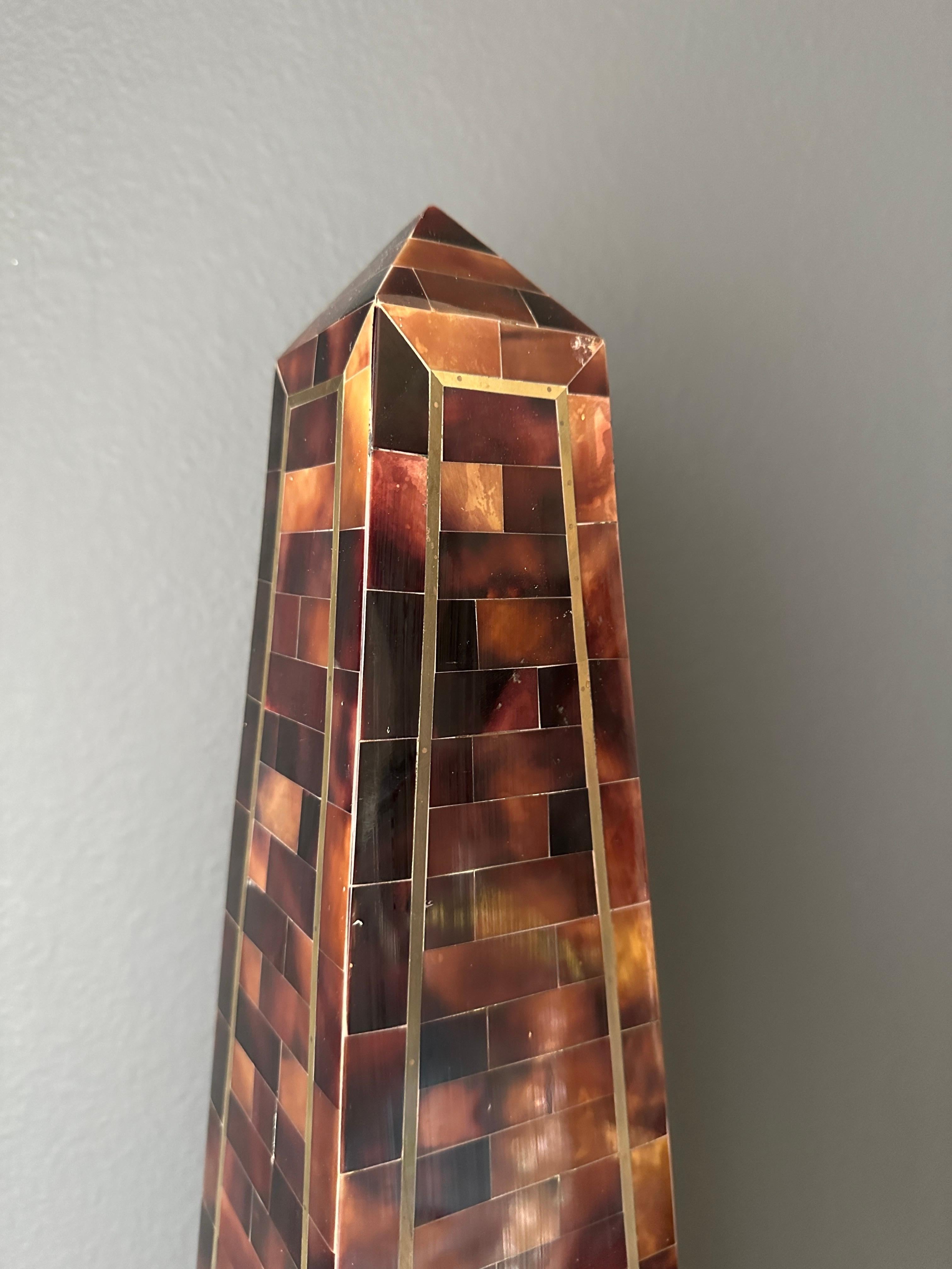 Neoclassical Revival Tessellated Horn Obelisk with Brass Inlay For Sale