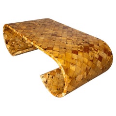 Tessellated Horn Scroll Coffee Table, after Karl Springer