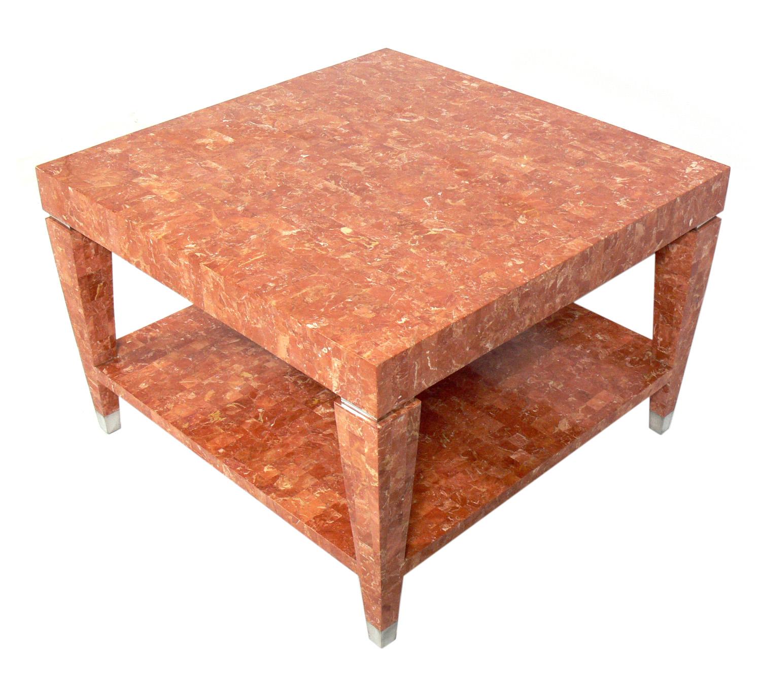 Mid-Century Modern Tessellated Marble Coffee or End Table by Maitland-Smith