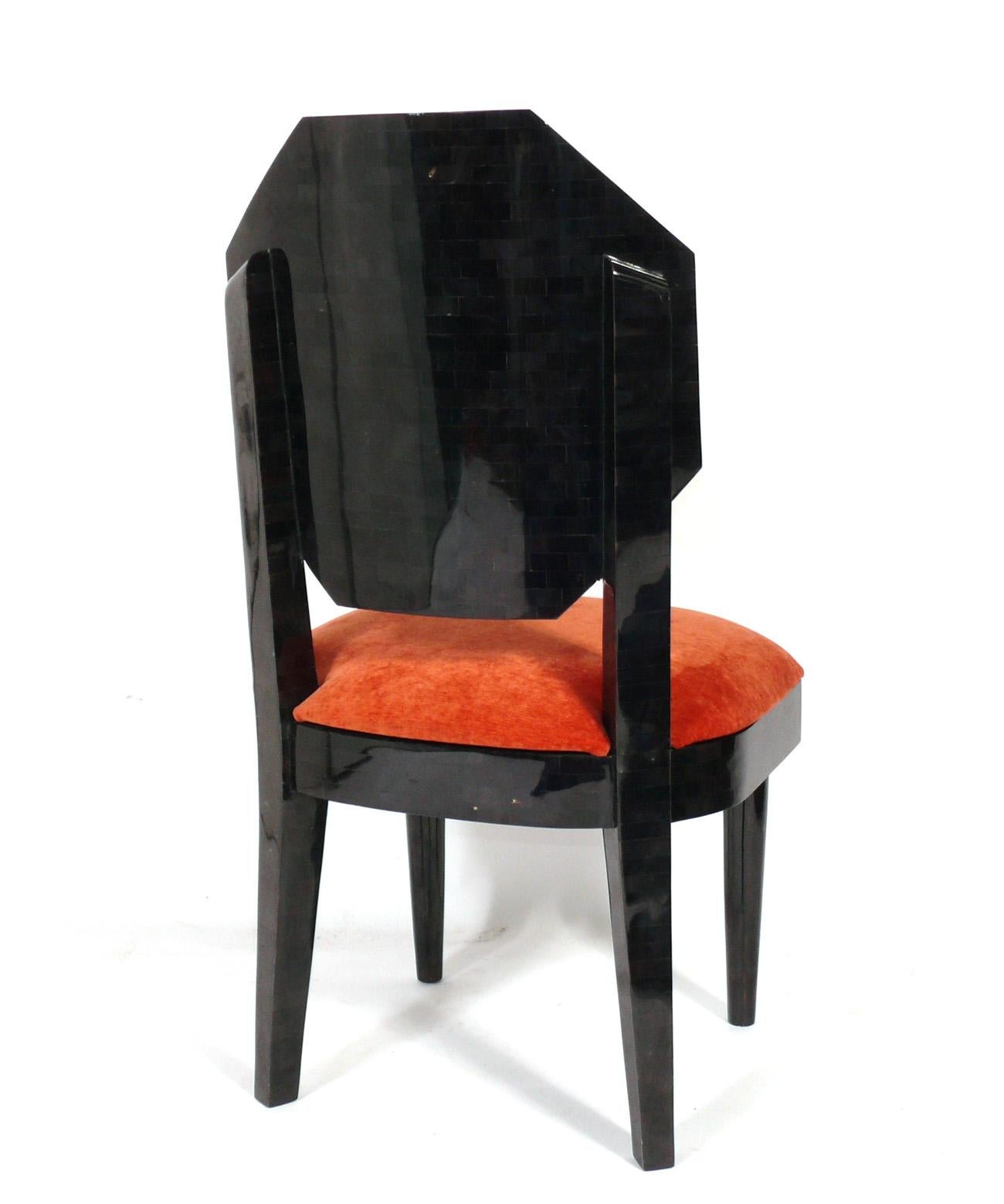 Tessellated Marble Dining Chairs In Good Condition For Sale In Atlanta, GA
